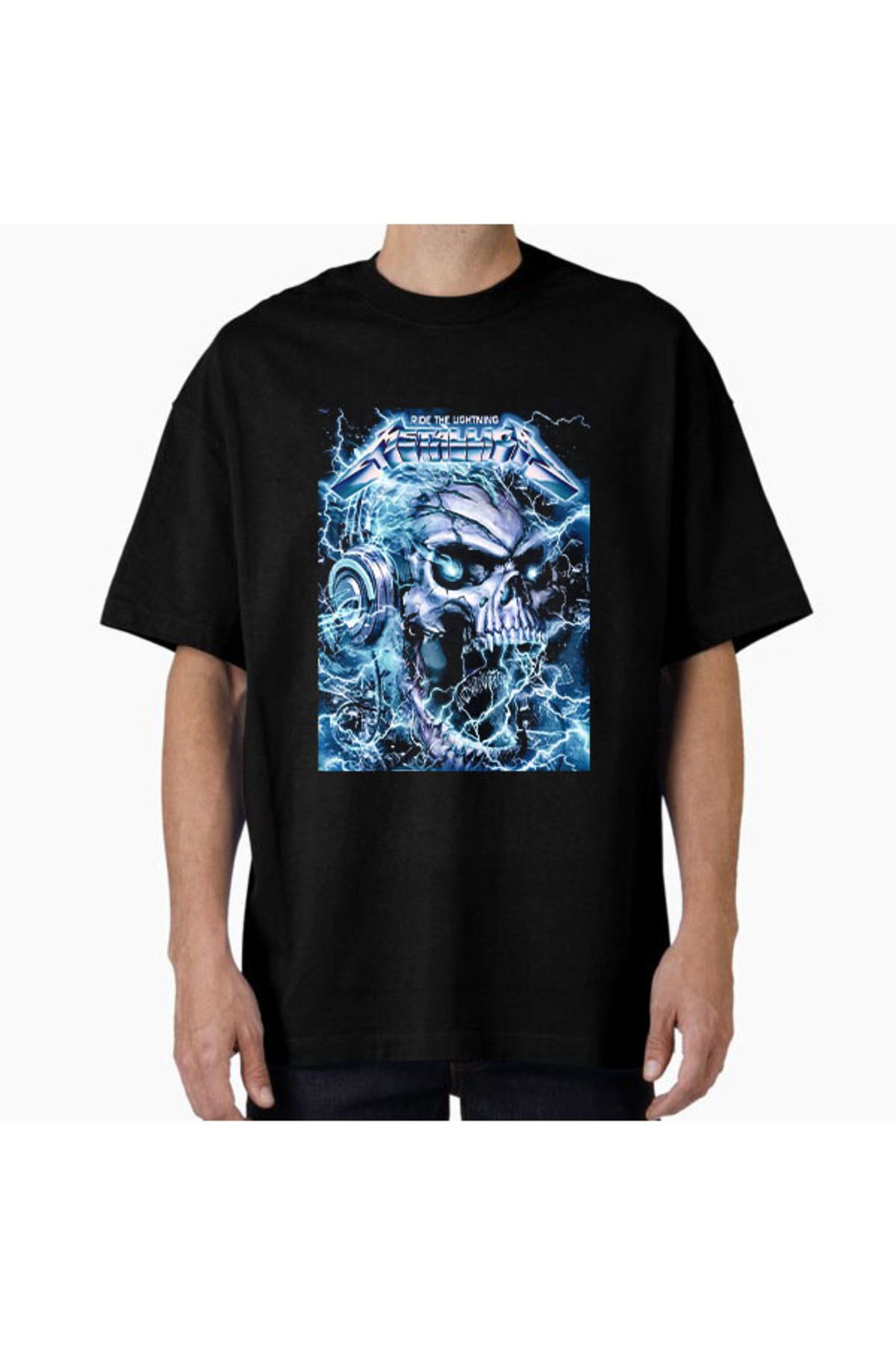 COMVİCHO Unisex Metallica13 Tasarım Baskılı Oversize T-Shirt
