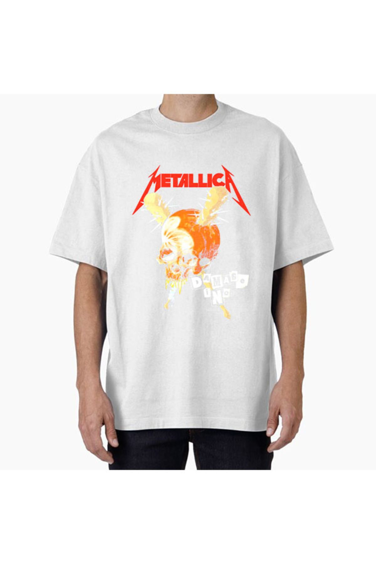 COMVİCHO Unisex metal21 Tasarım Baskılı Oversize T-Shirt