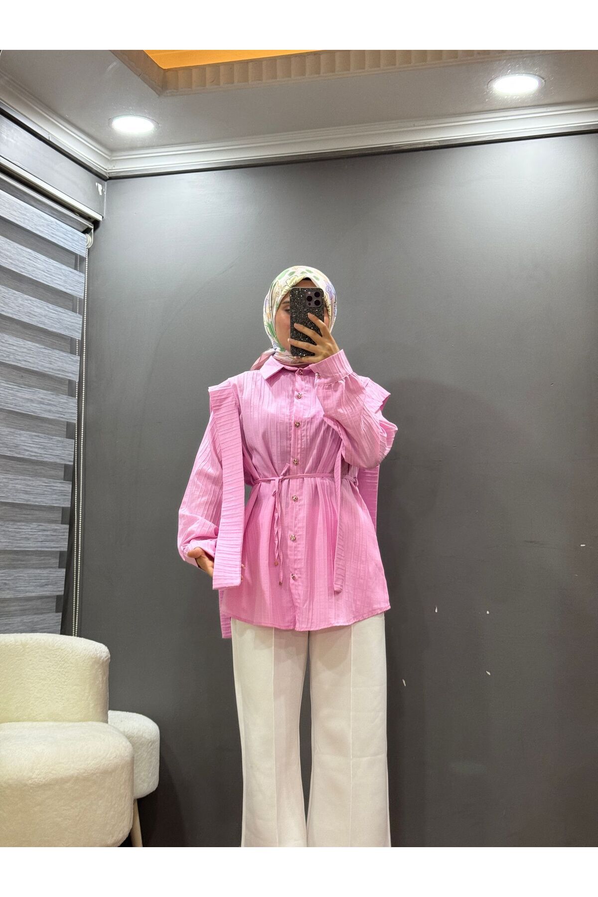 Lunovimoda Kadın omuz detaylı tunik gömlek