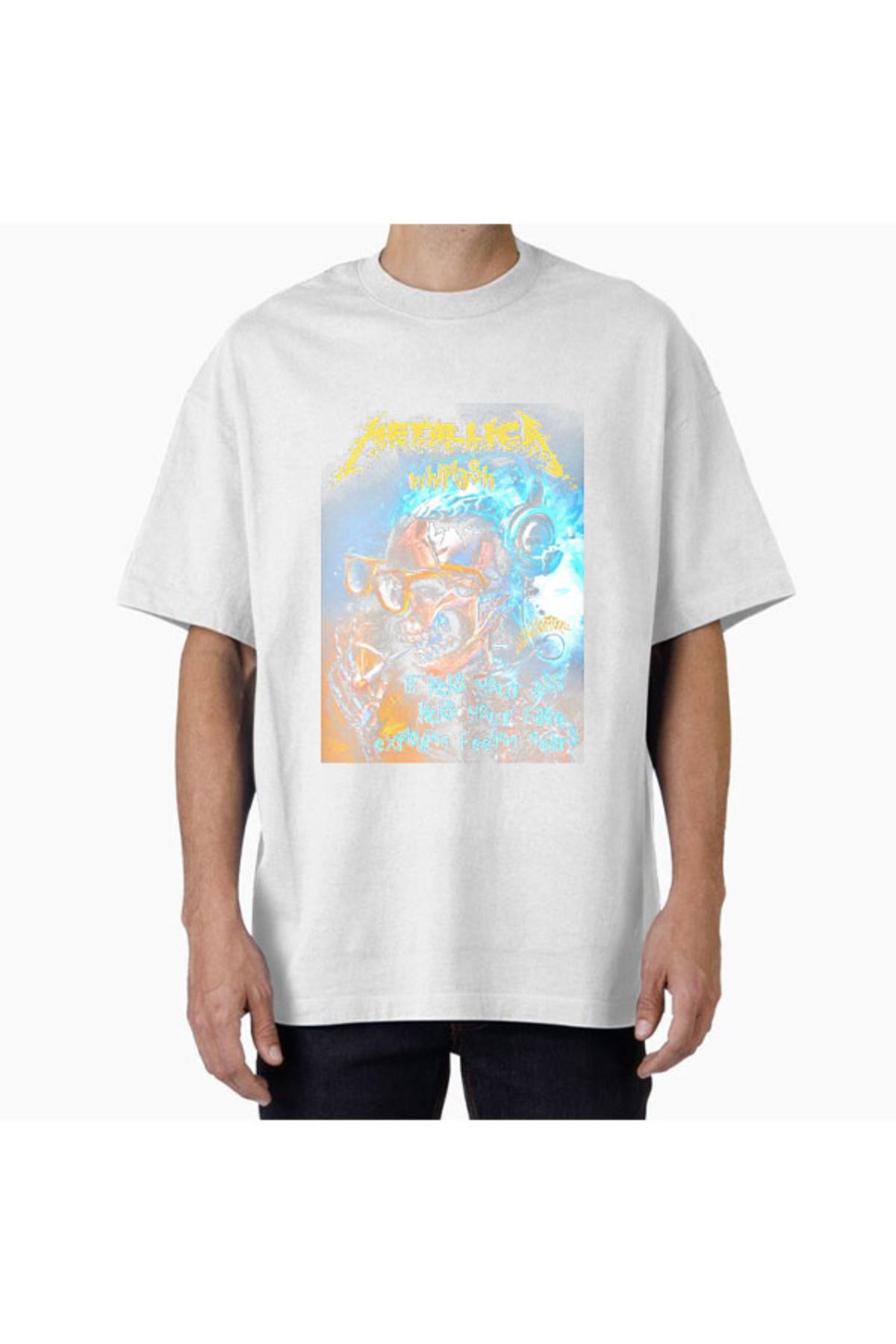 COMVİCHO Unisex Metallica16 Tasarım Baskılı Oversize T-Shirt
