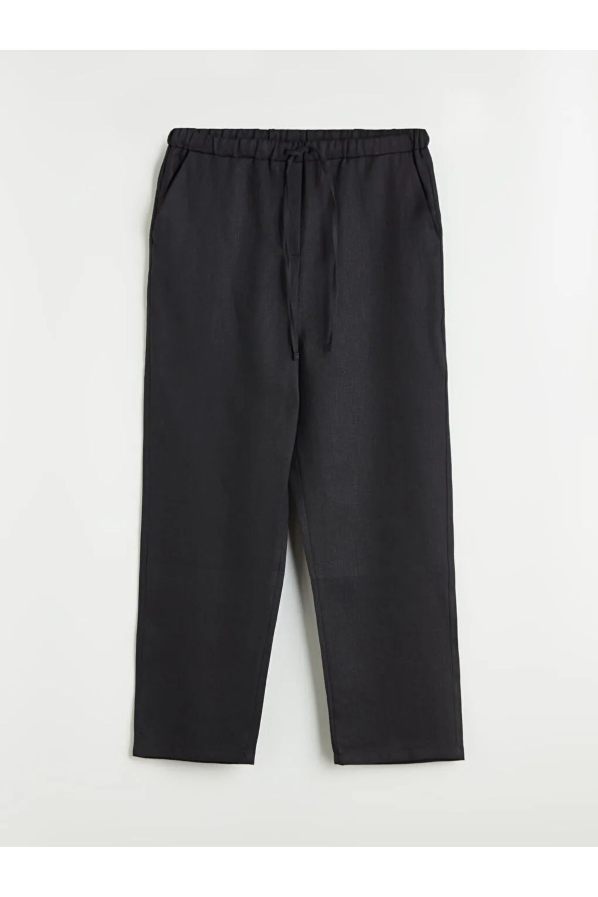 LC Waikiki LCWAIKIKI Classic Siyah Beli Lastikli Keten Kadın Pantolon