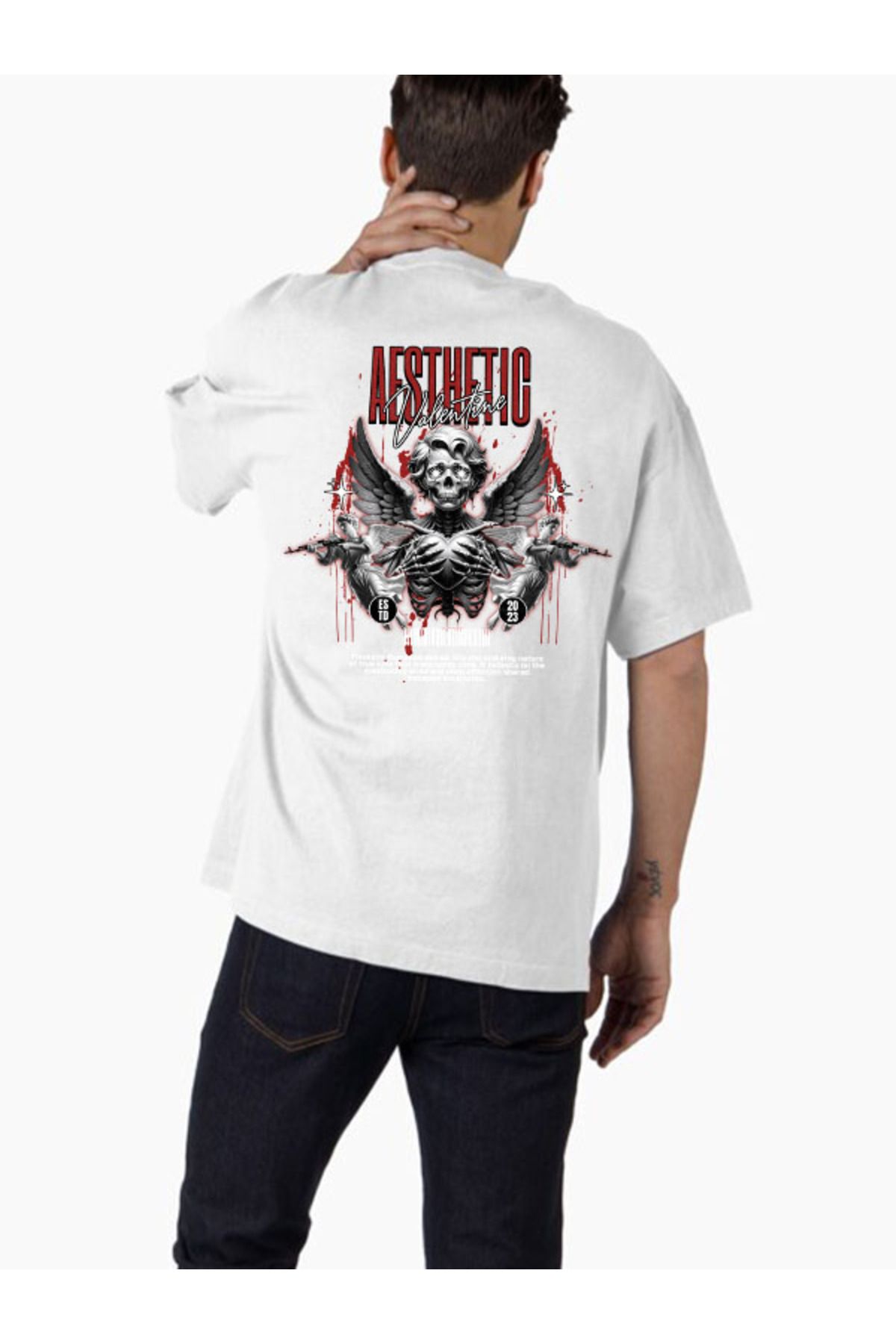 COMVİCHO Unisex streetwear123 Tasarım Baskılı Oversize T-Shirt
