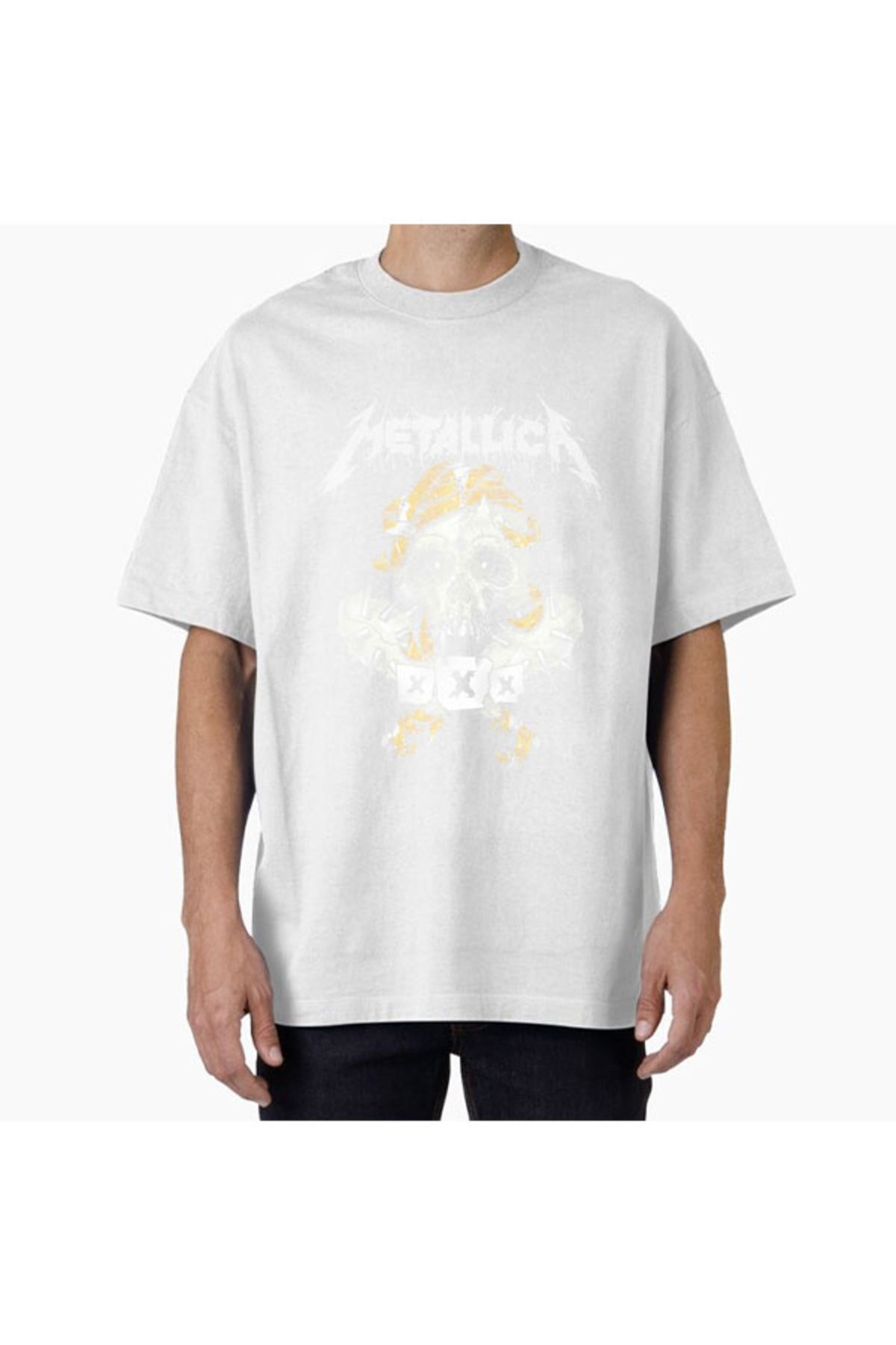 COMVİCHO Unisex metal896 Tasarım Baskılı Oversize T-Shirt