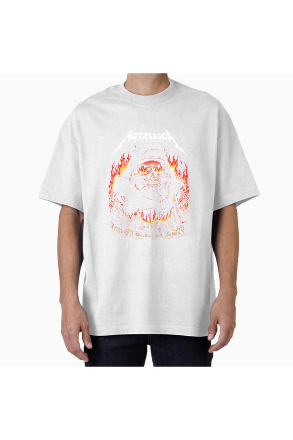 COMVİCHO Unisex metal74 Tasarım Baskılı Oversize T-Shirt
