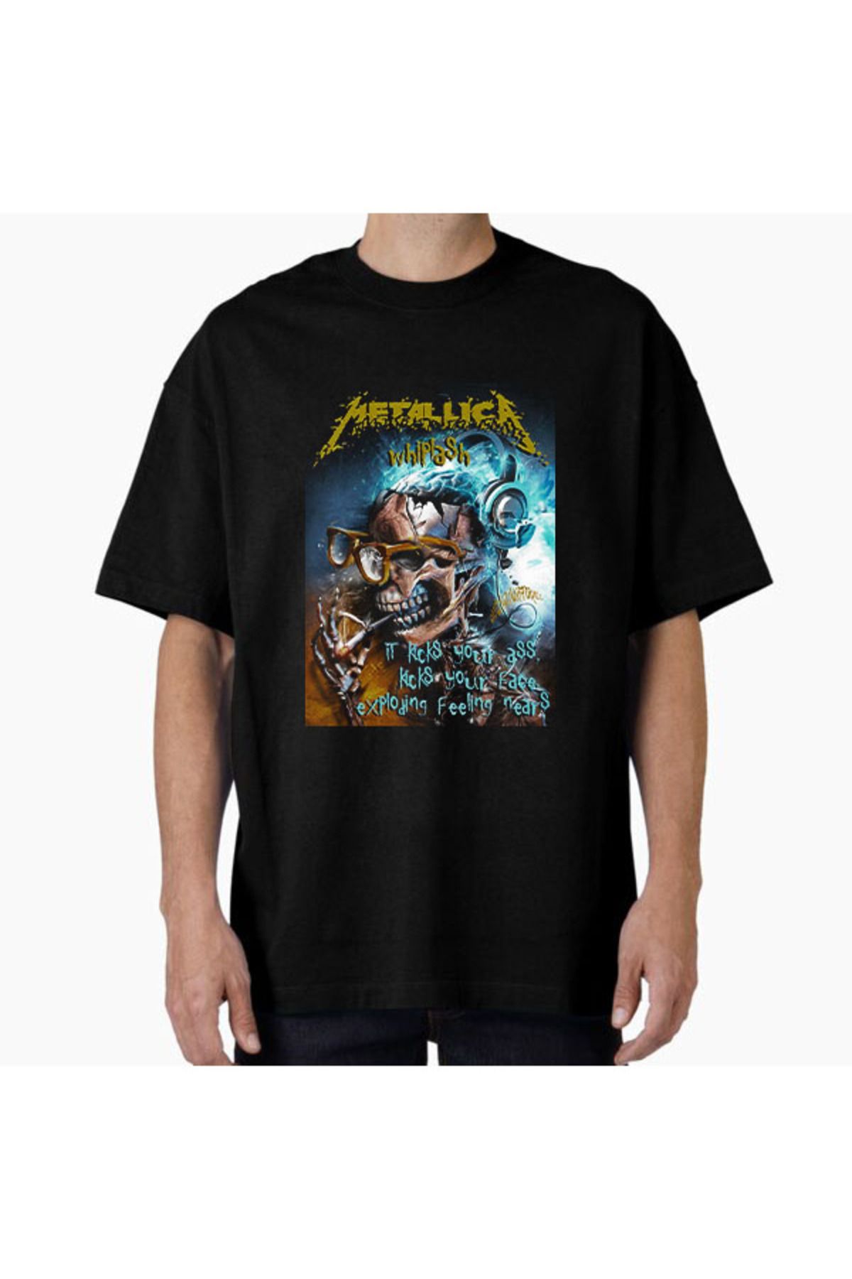 COMVİCHO Unisex Metallica16 Tasarım Baskılı Oversize T-Shirt