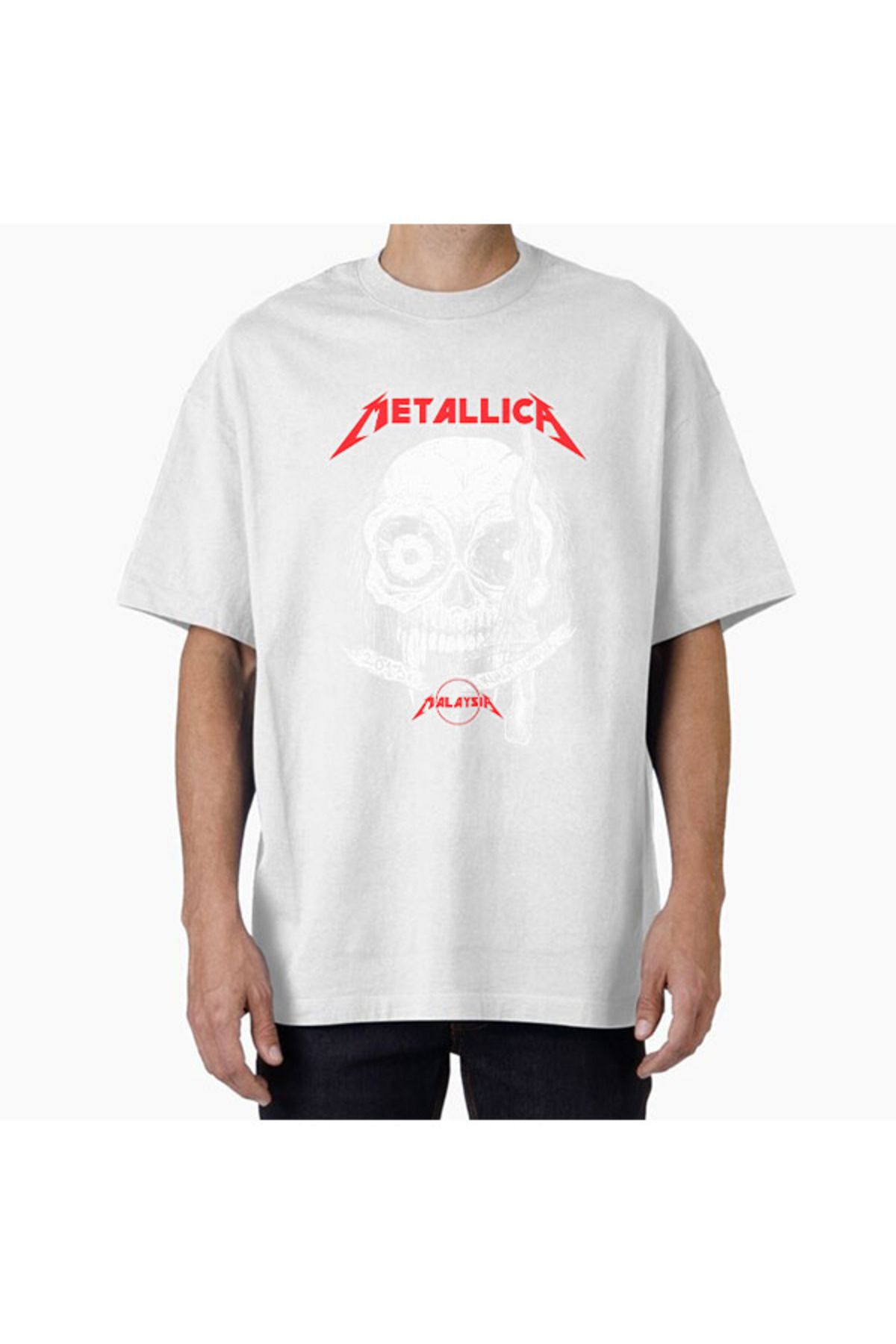 COMVİCHO Unisex metal31 Tasarım Baskılı Oversize T-Shirt