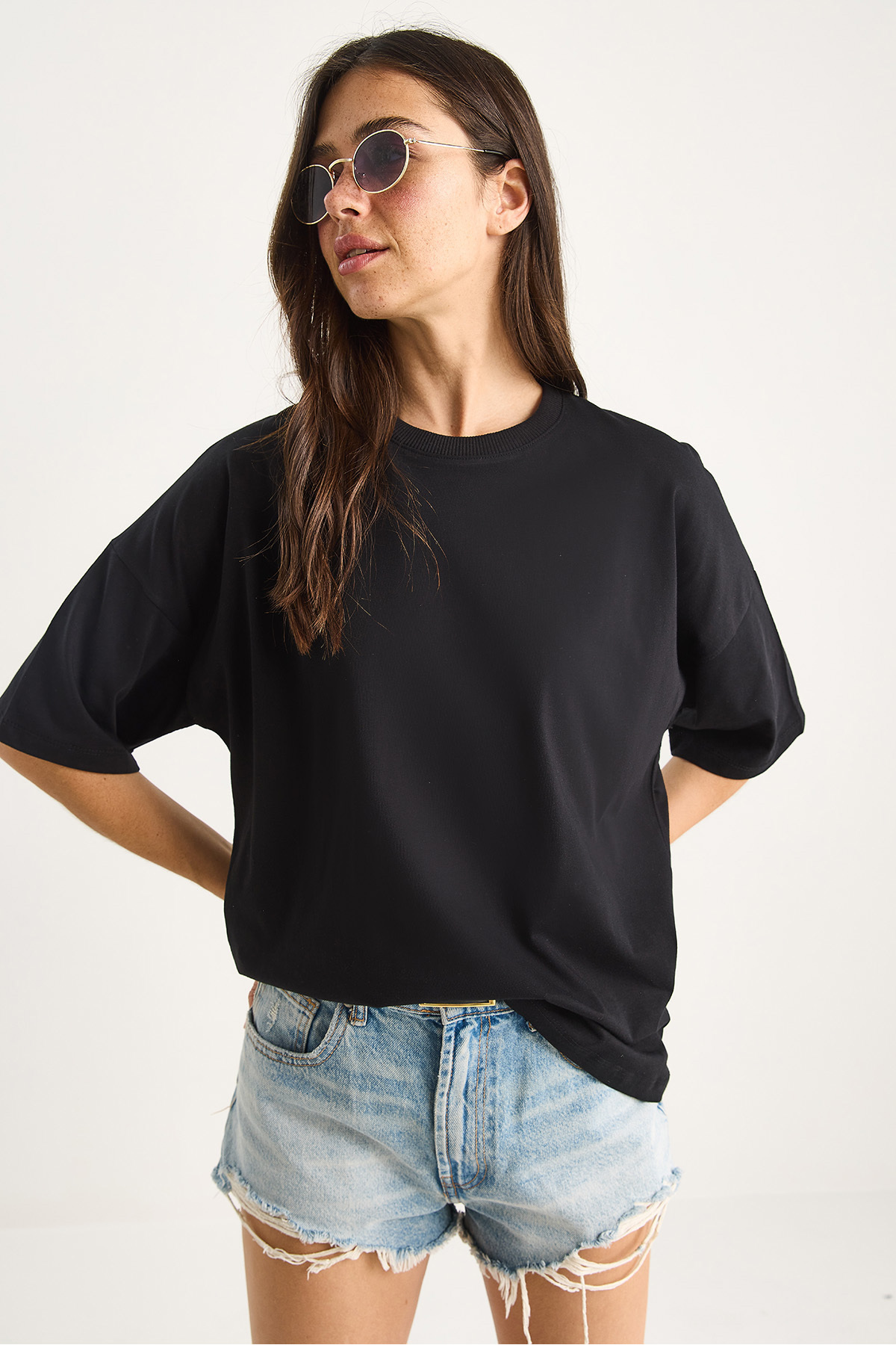 Bianco Lucci-Women's 100% Organic Cotton Oversize Basic T-Shirt 60602065 4