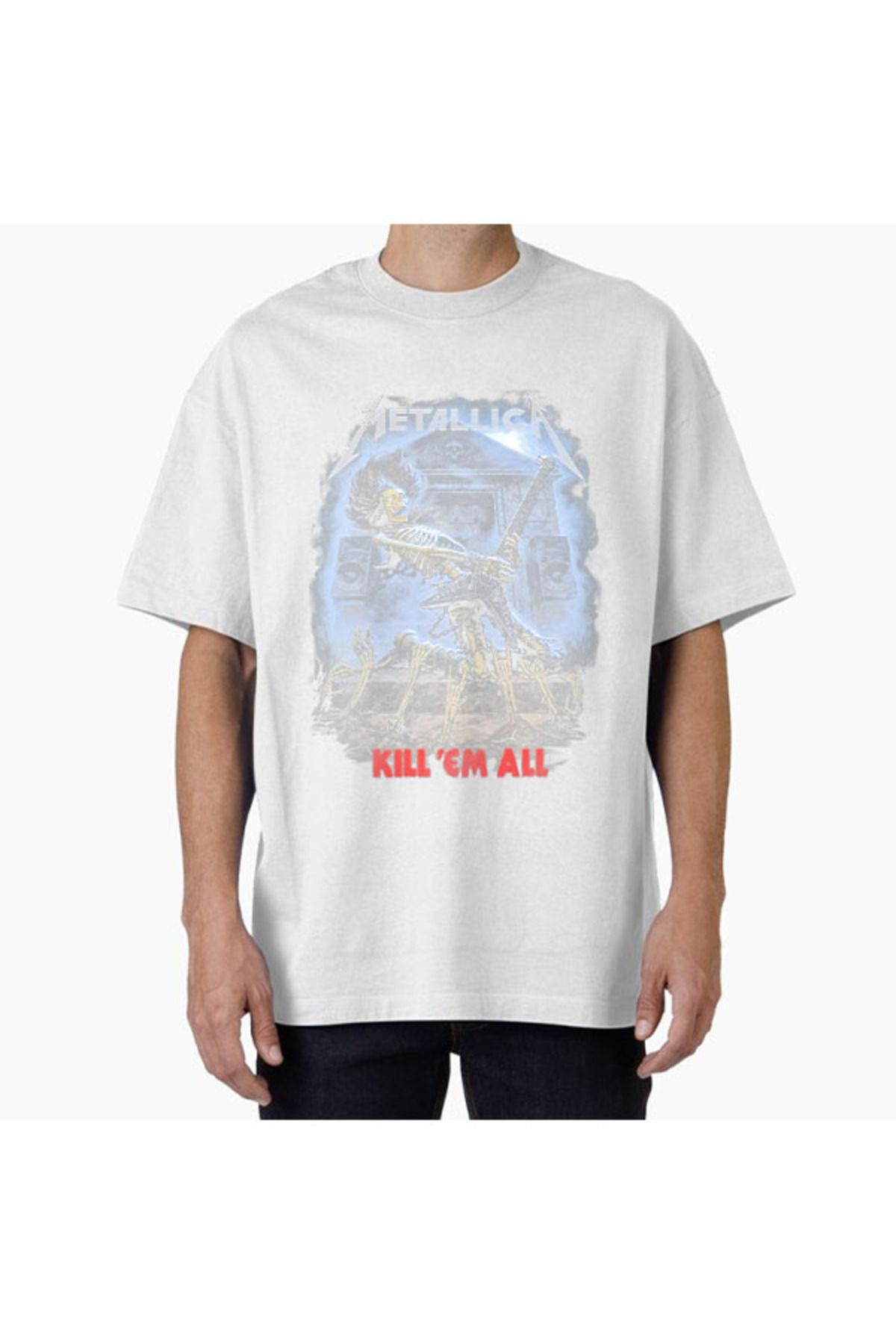 COMVİCHO Unisex Metallica17 Tasarım Baskılı Oversize T-Shirt