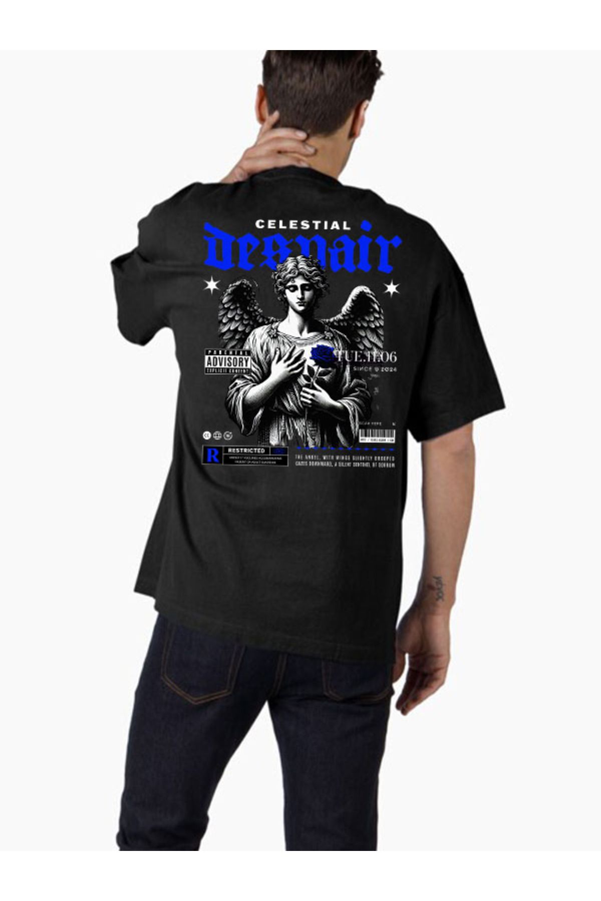 COMVİCHO Unisex streetwear86 Tasarım Baskılı Oversize T-Shirt