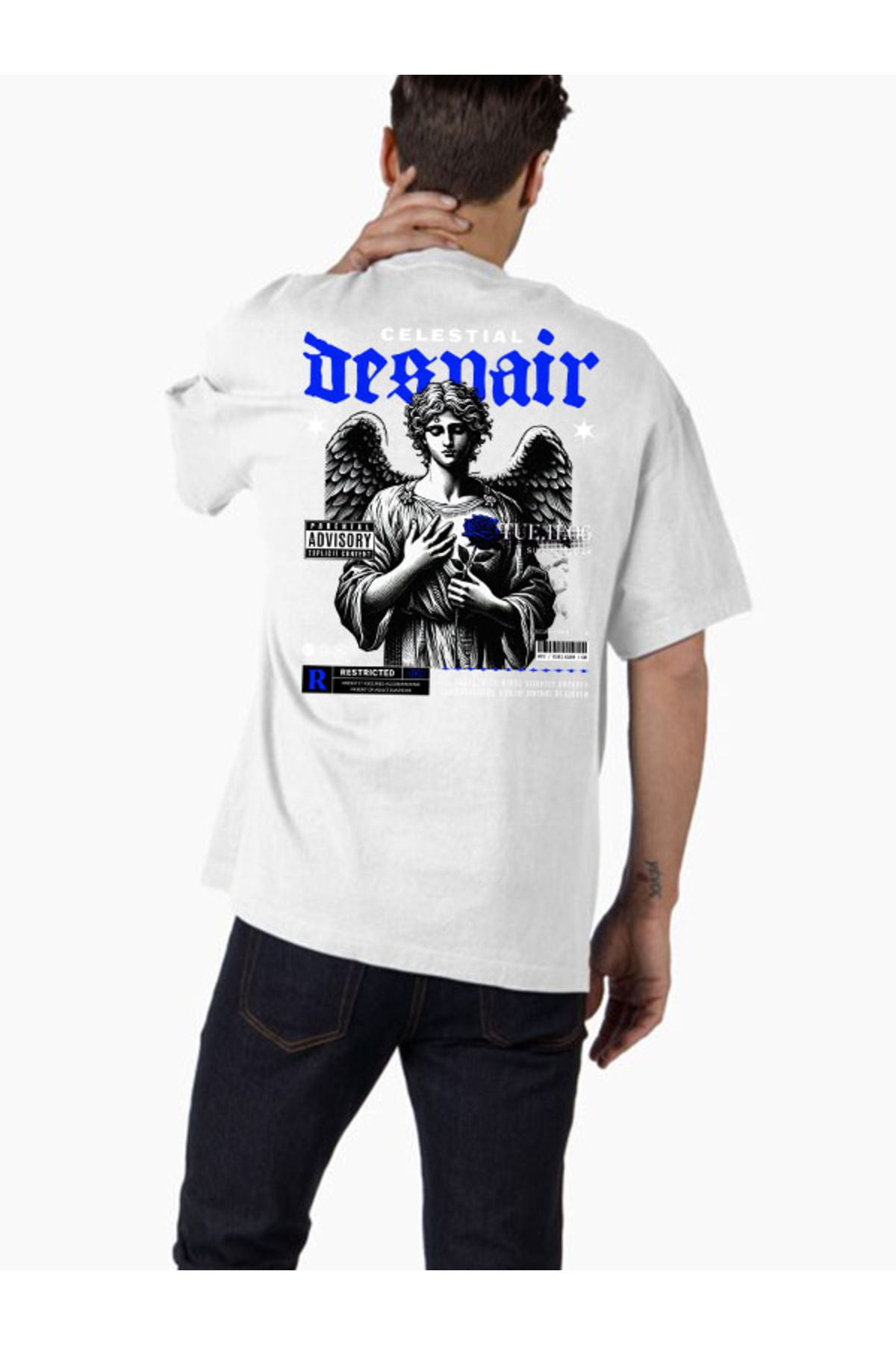 COMVİCHO Unisex streetwear86 Tasarım Baskılı Oversize T-Shirt