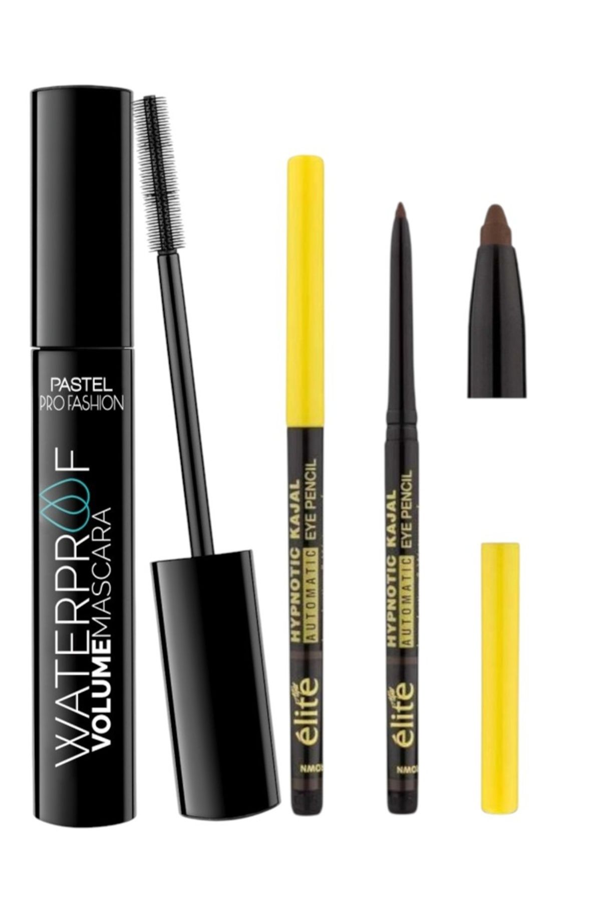Pastel Waterproof Volume Mascara - Maskara + Elite Kajal Göz Kalemi ( Kahve )