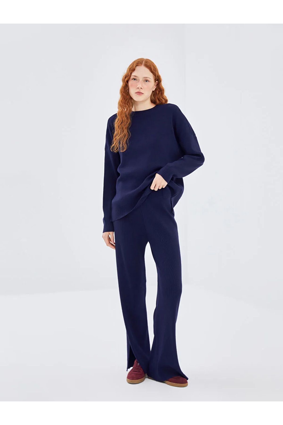 LC Waikiki Indigo Beli Lastikli Kadın Triko Pantolon