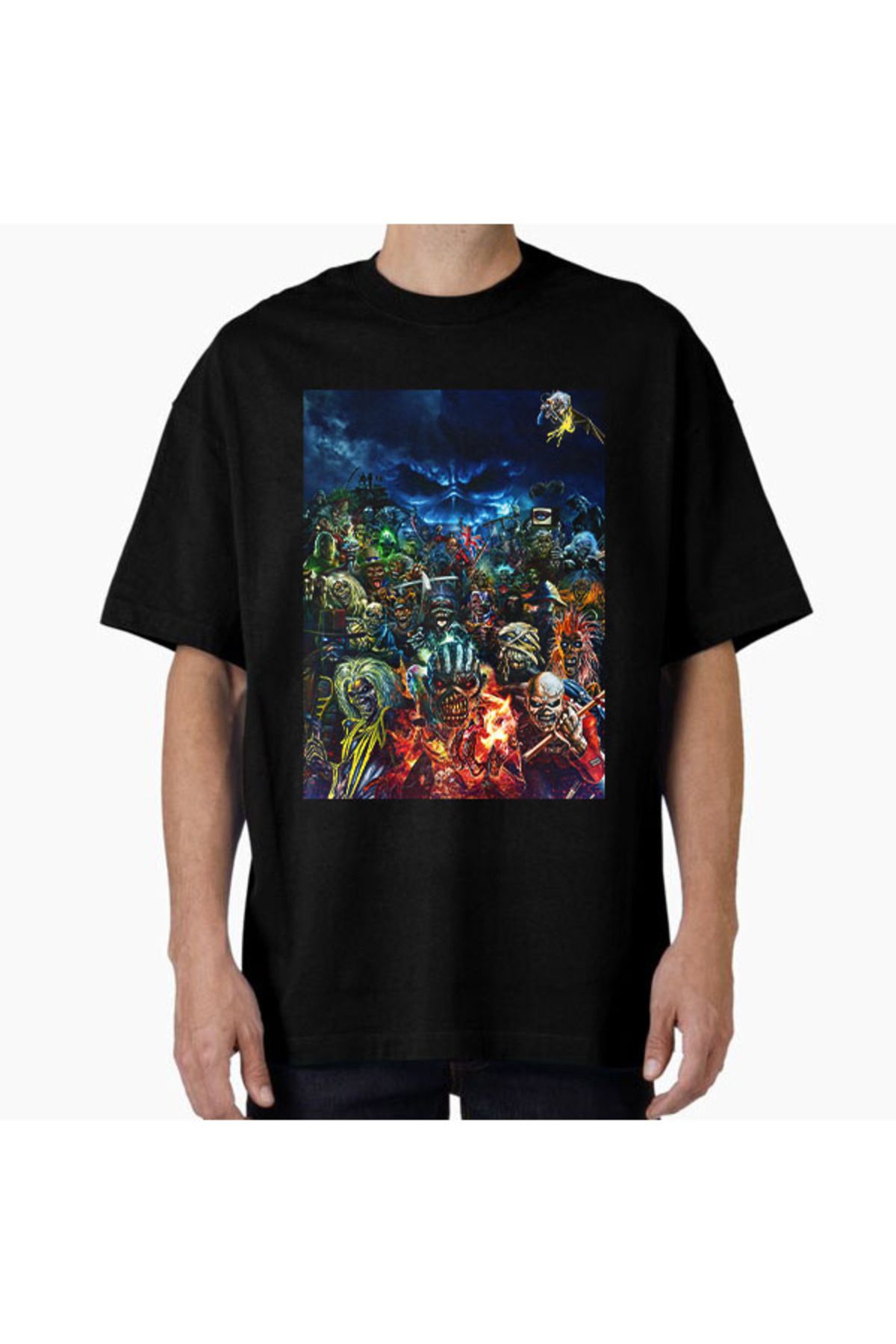 COMVİCHO Unisex maiden Tasarım Baskılı Oversize T-Shirt