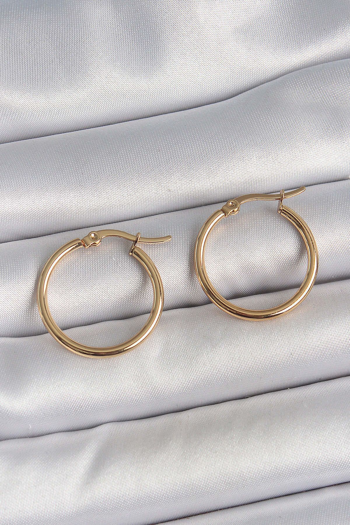 Avantaj Kapıda ® 316 Çelik Gold Renk 22mm Kadın Halka Model Kadın Küpe