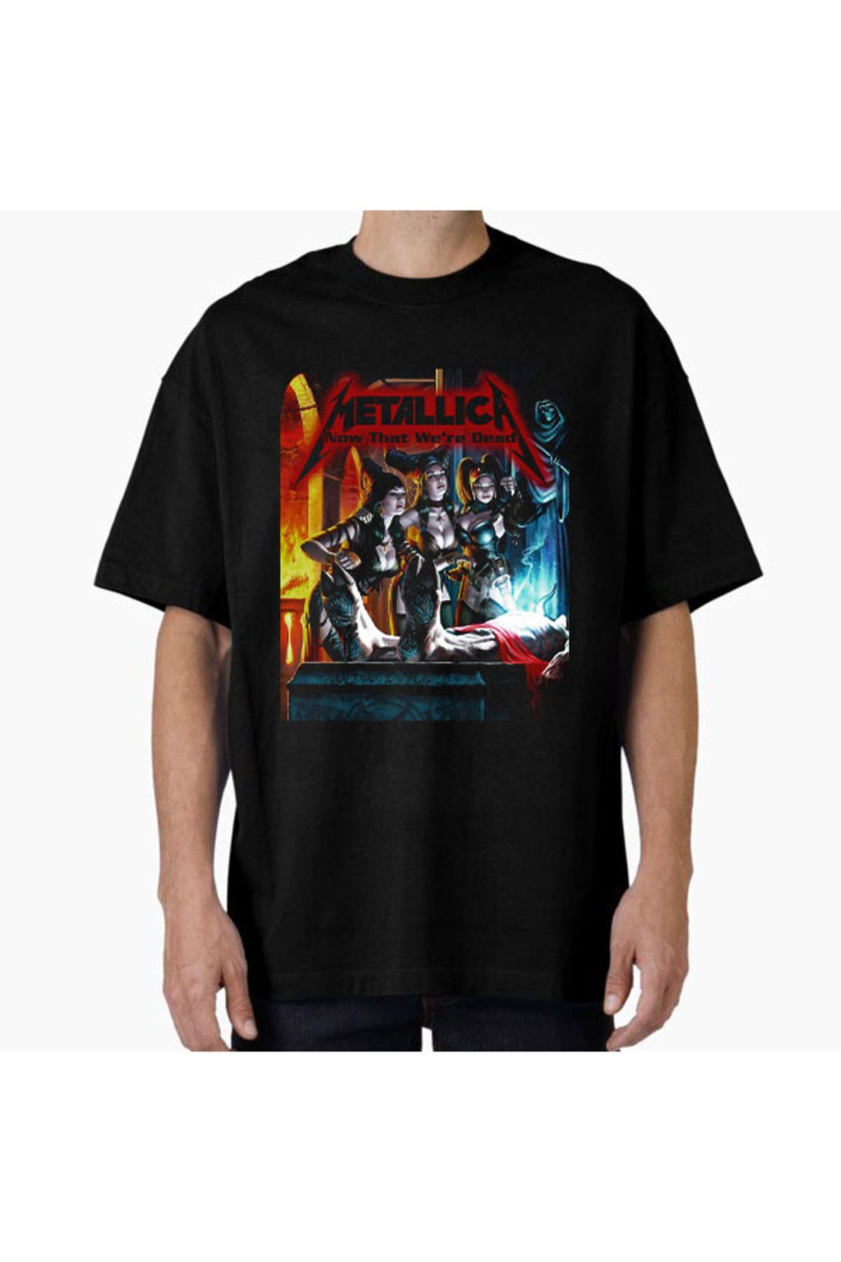 COMVİCHO Unisex Metallica22 Tasarım Baskılı Oversize T-Shirt