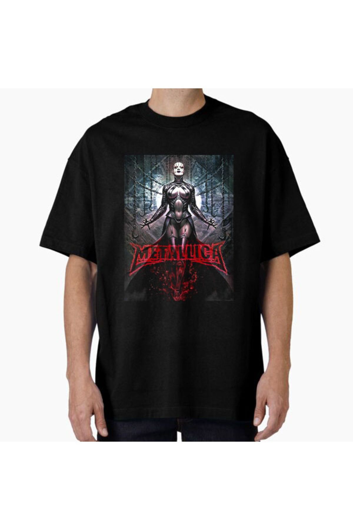 COMVİCHO Unisex Metallica34 Tasarım Baskılı Oversize T-Shirt