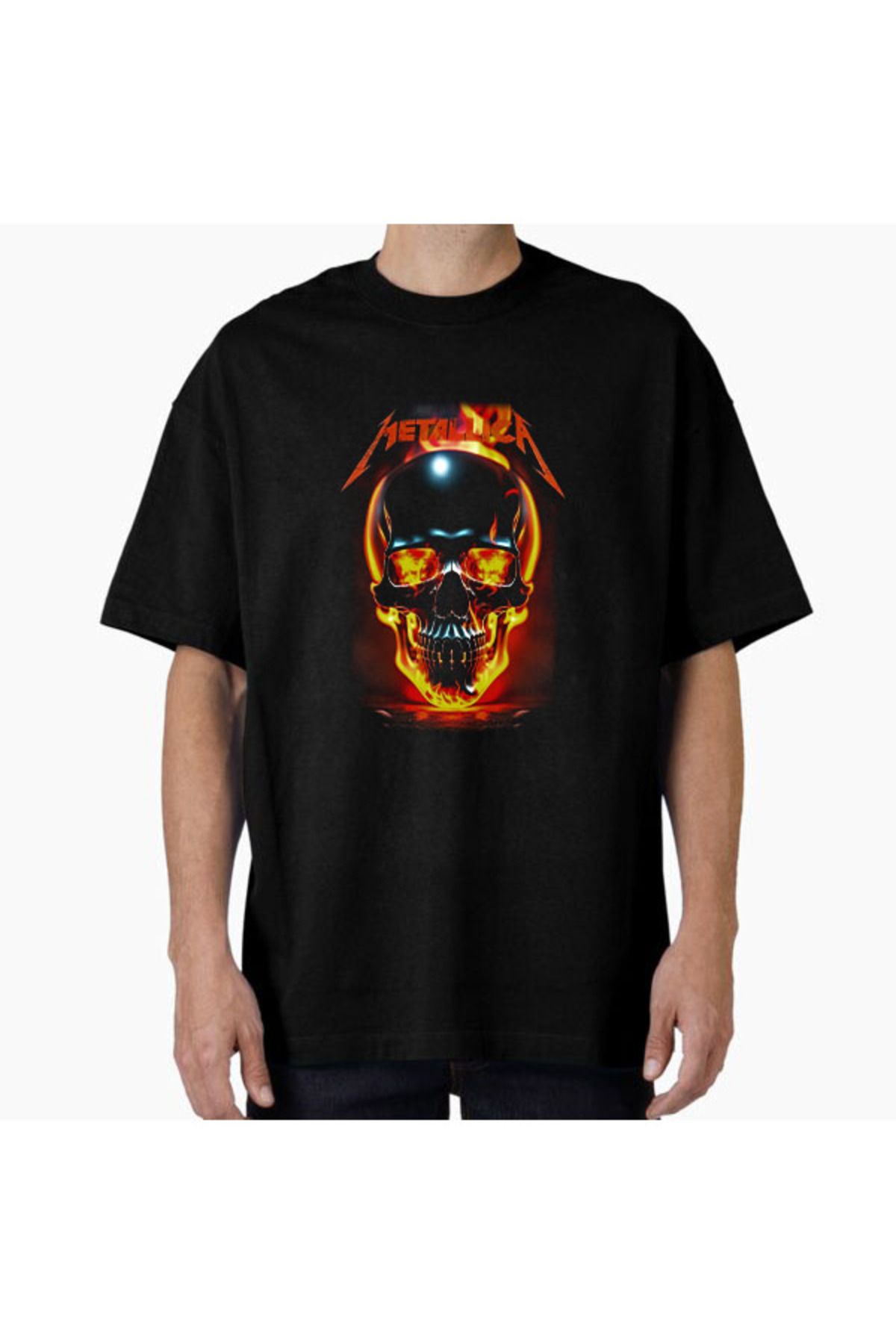 COMVİCHO Unisex Metallica28 Tasarım Baskılı Oversize T-Shirt