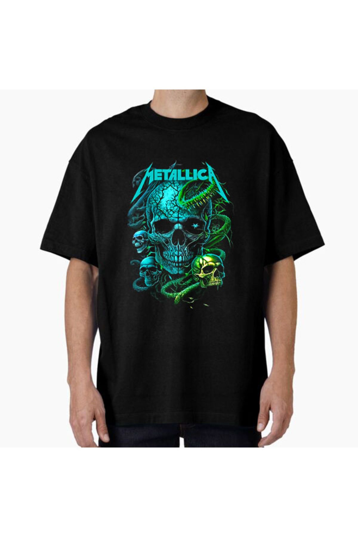 COMVİCHO Unisex Metallica44 Tasarım Baskılı Oversize T-Shirt