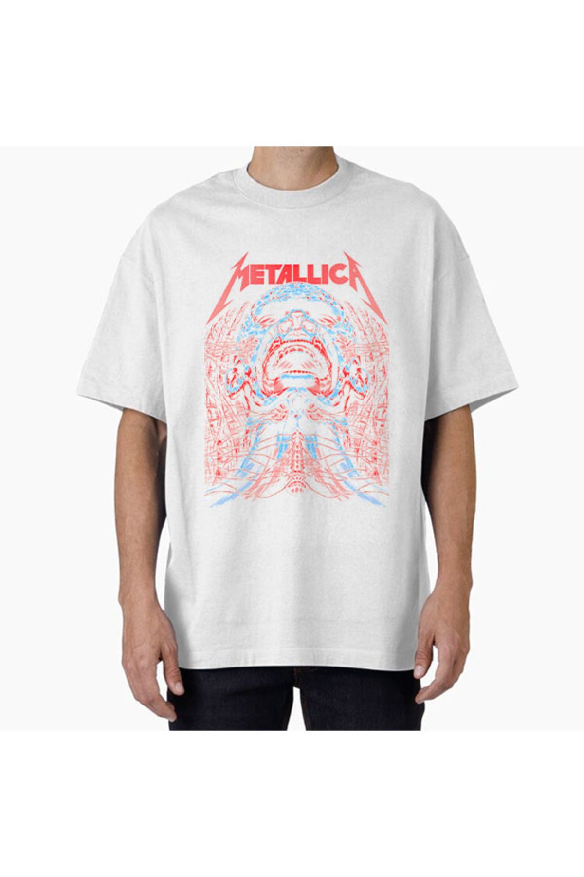 COMVİCHO Unisex metal55 Tasarım Baskılı Oversize T-Shirt