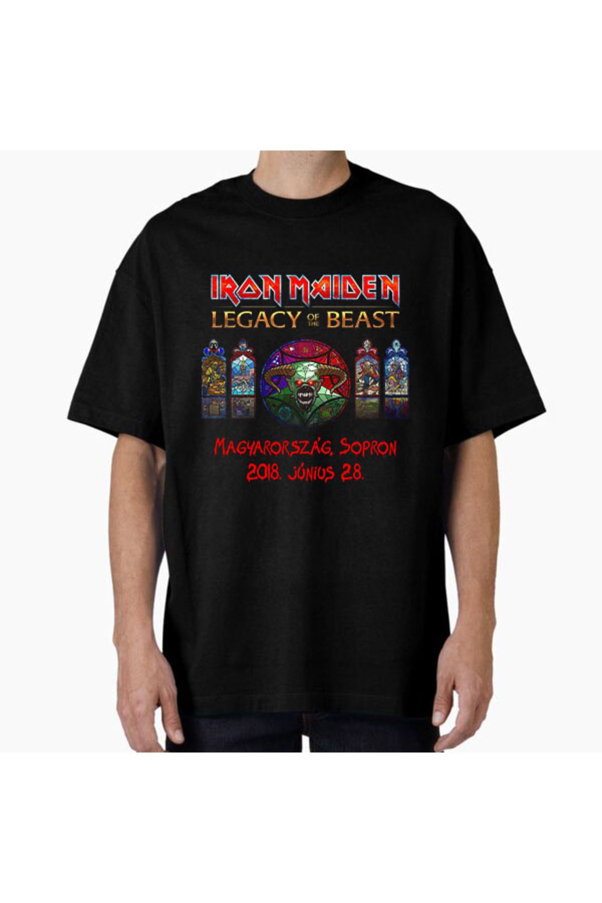 COMVİCHO Unisex ironmaidenlegacysopronOutput Tasarım Baskılı Oversize T-Shirt