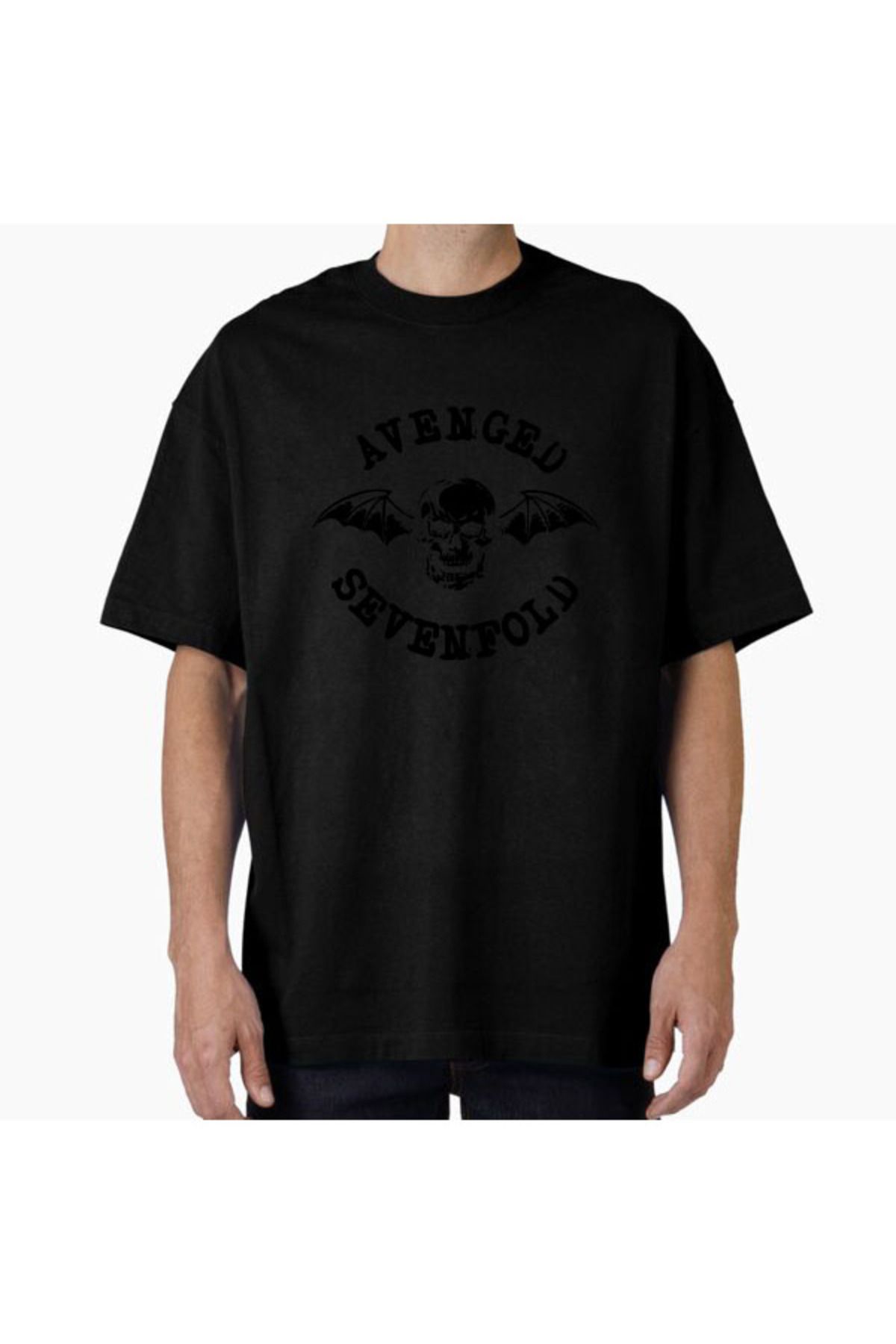 COMVİCHO Unisex AVENGEDSEVENFOLDArt1 Tasarım Baskılı Oversize T-Shirt