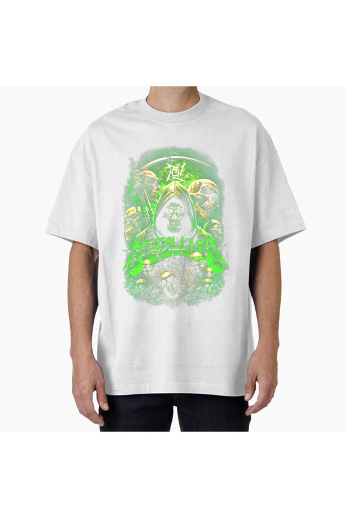 COMVİCHO Unisex Metallica35 Tasarım Baskılı Oversize T-Shirt