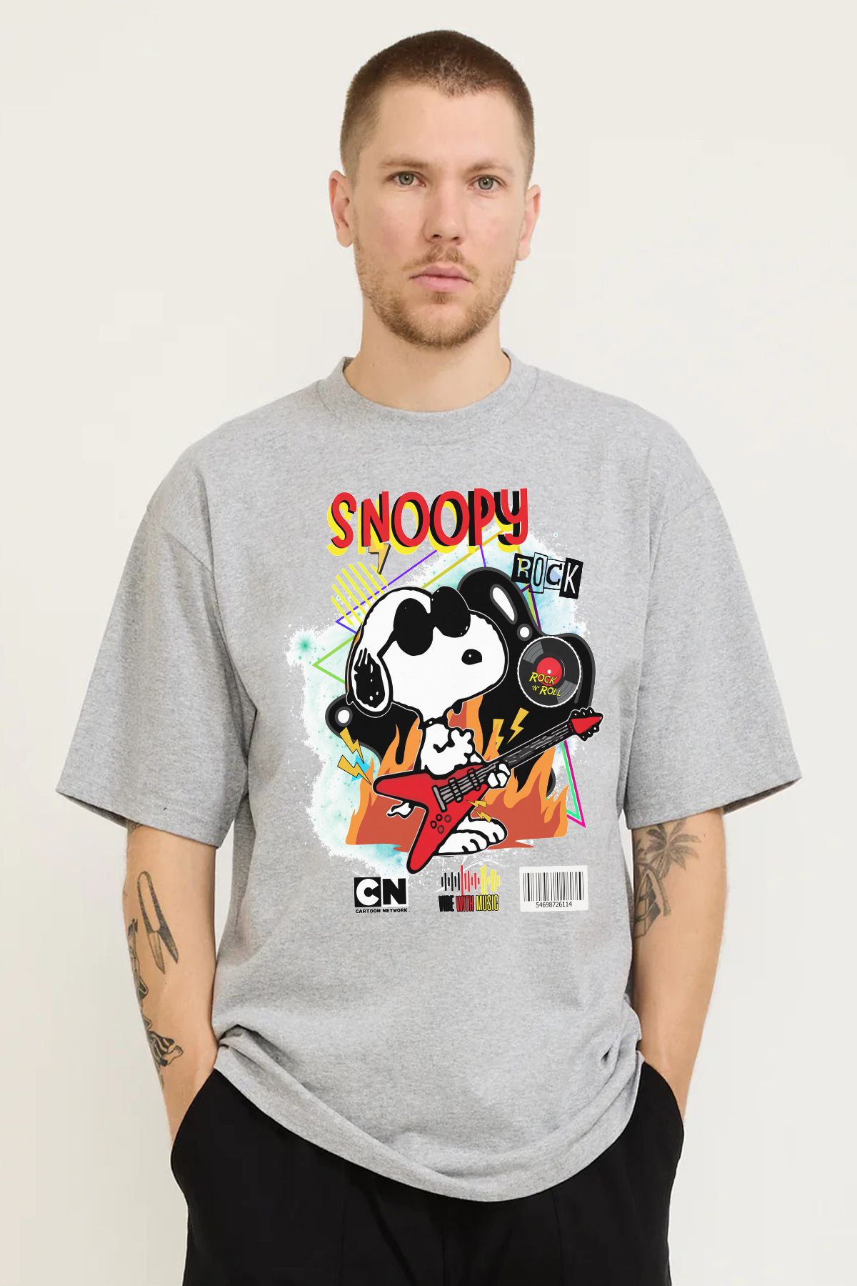 MODA Snoopy Baskılı Oversize Kalıp Grimelanj Bol Geniş Kesim Erkek Tişört