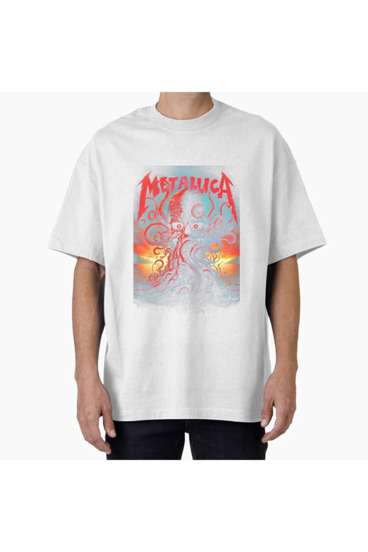 COMVİCHO Unisex Metallica27 Tasarım Baskılı Oversize T-Shirt