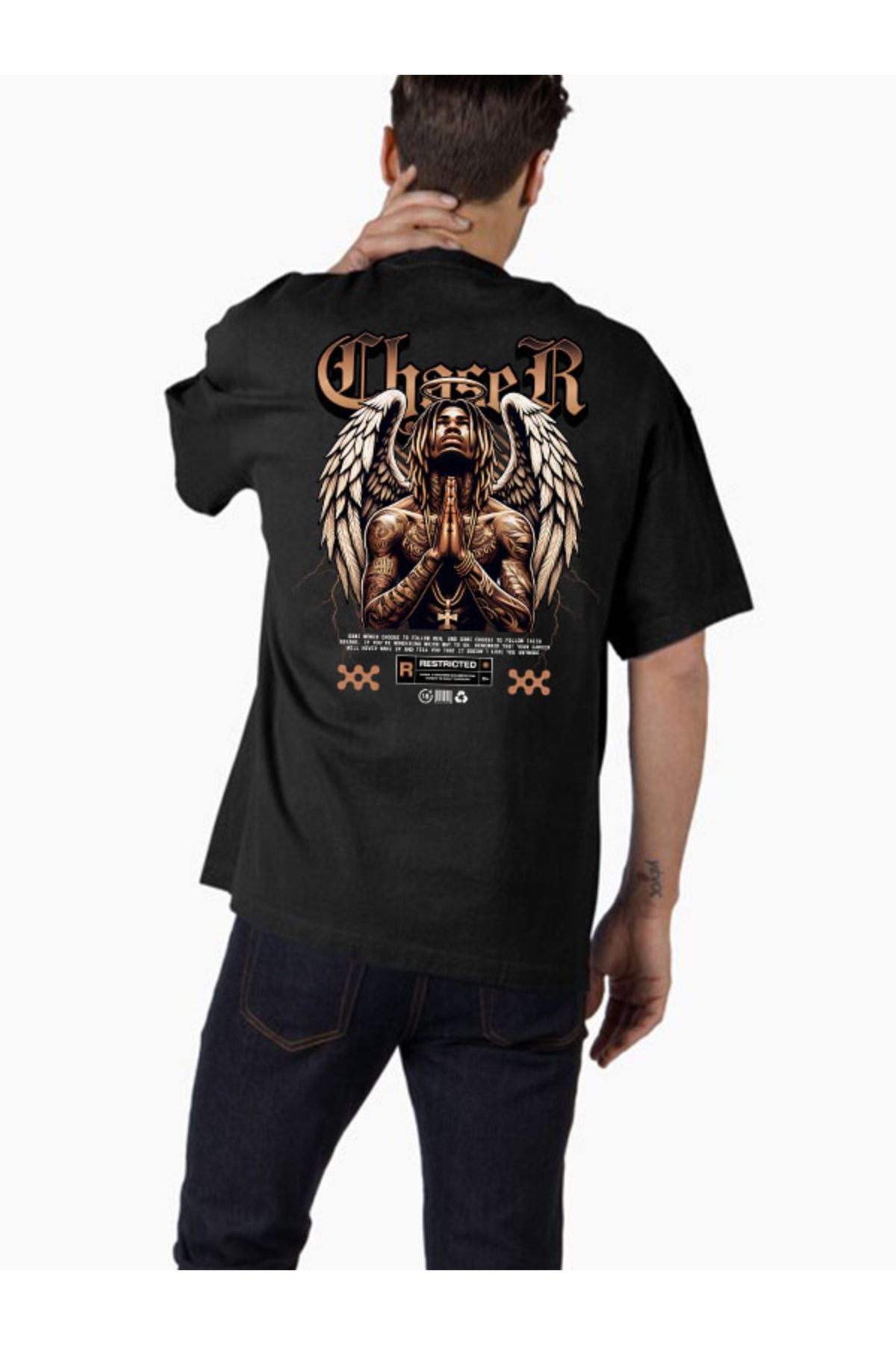 COMVİCHO Unisex streetwear145 Tasarım Baskılı Oversize T-Shirt