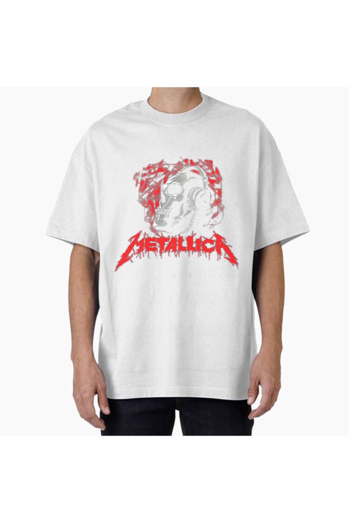 COMVİCHO Unisex Metallica36 Tasarım Baskılı Oversize T-Shirt