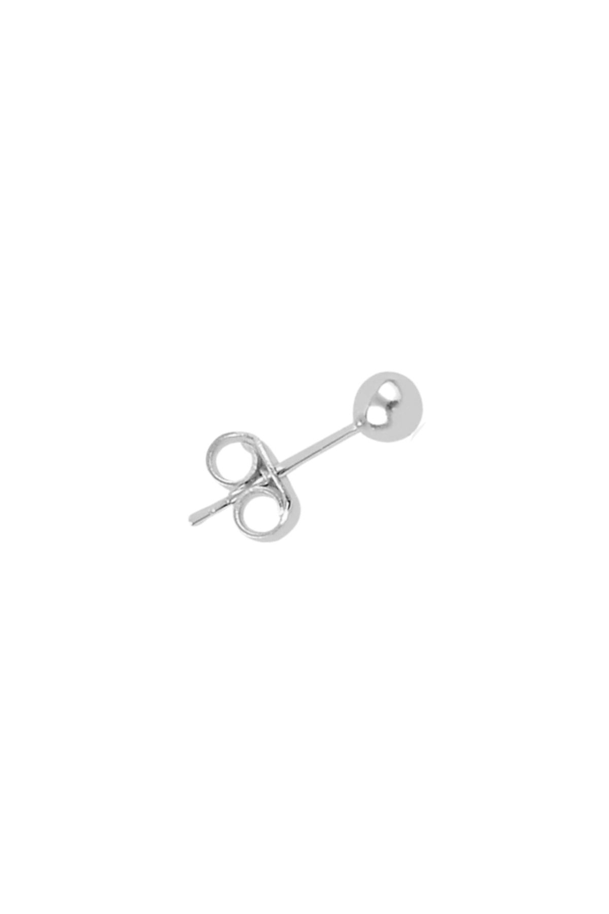 bymissmücevherat 925 Ayar Gümüş Minimal Erkek Küpe 3 mm Tek Top Küpe 1 Adet