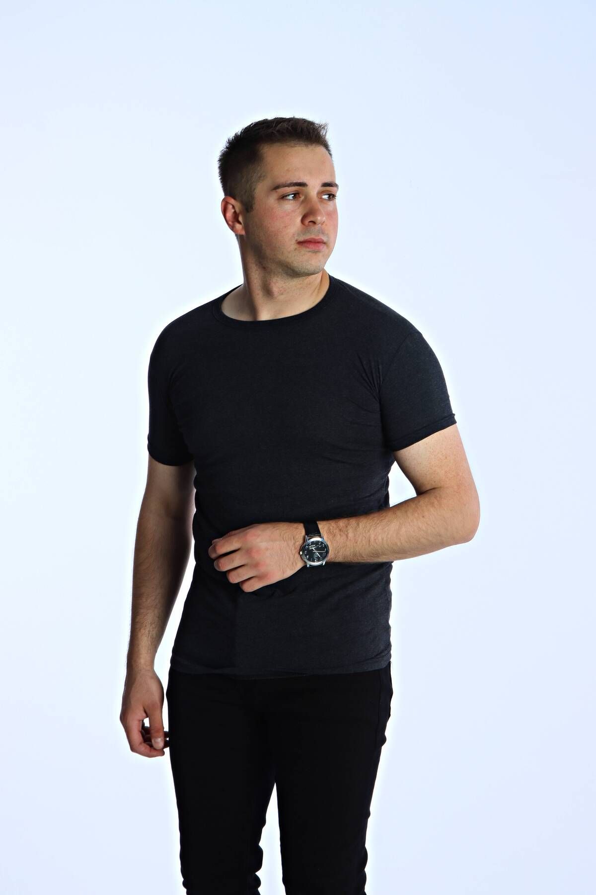 eg38 Eko Slimfit Basic Tişört Füme