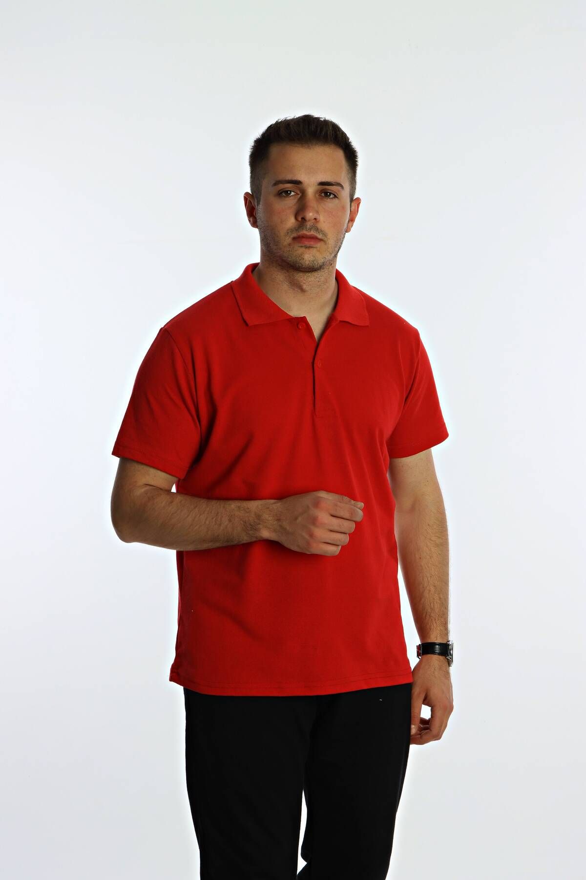 eg38 Betep Polo Yaka Tşört Kırmızı