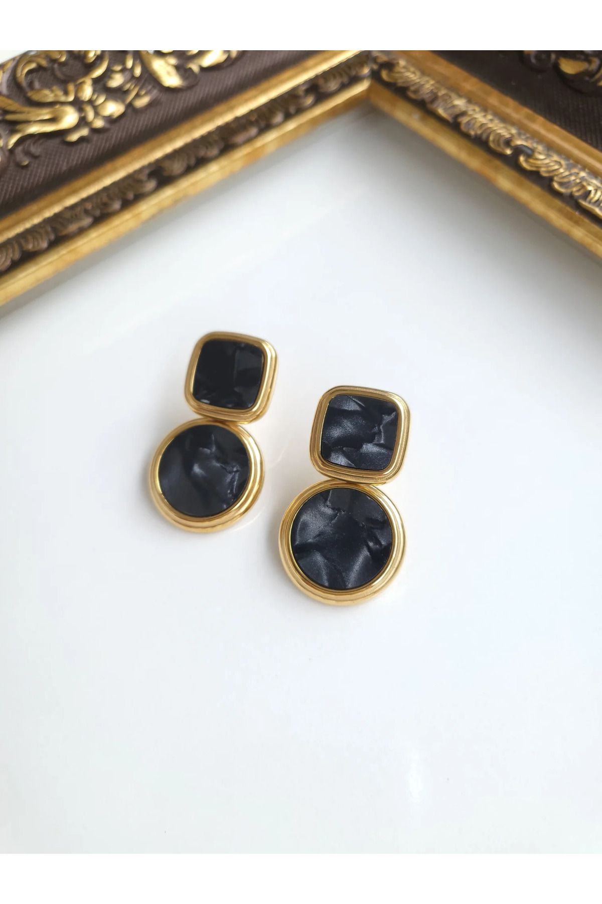 1881 STORE Çelik Gold Vintage Küpe