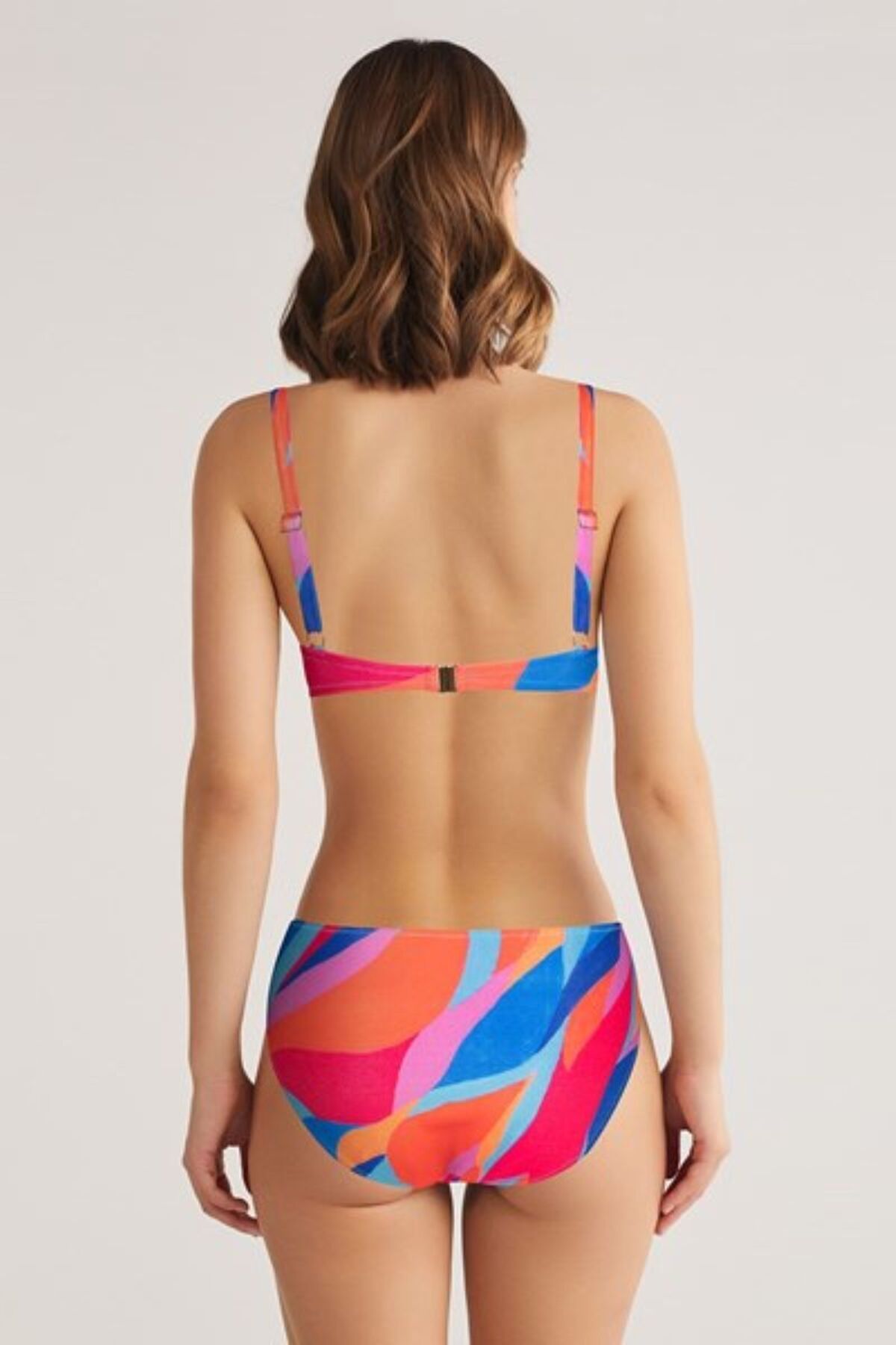 Kom-Removable Push up Covered Wire Glitter Detail Regen Pink Patterned Recovery Bikini Set 4