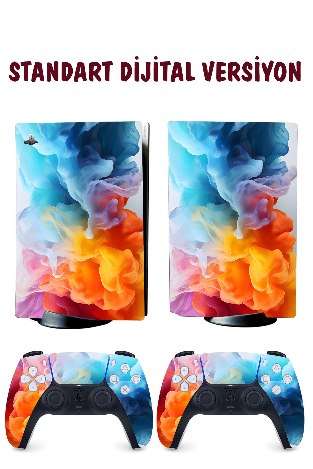 KT Decor Renkli Dumanlar Playstation 5 Full Sticker Kaplama Seti