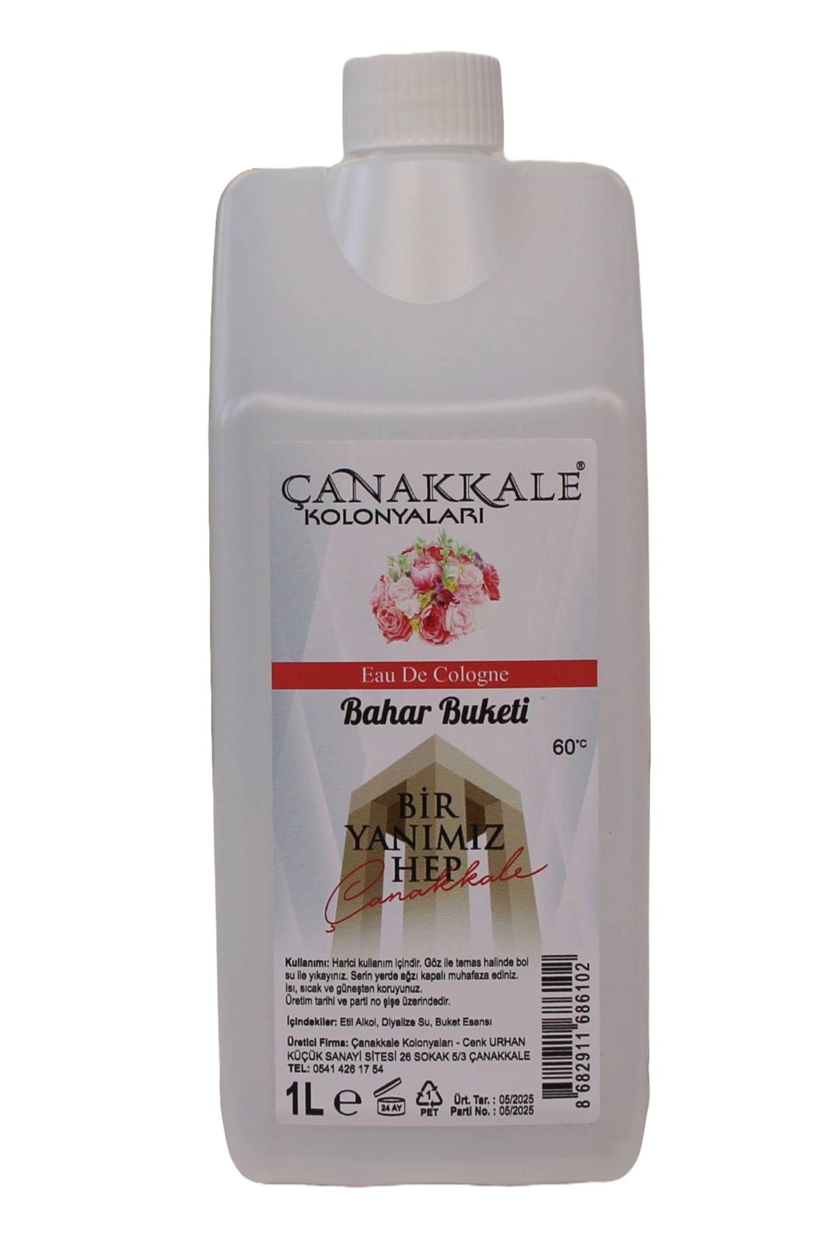 ÇANAKKALE kolonyaları (Şeffaf Renksiz) - Buket Kolonyası -1 Litre -(BİDON) Korumalı Kapak - Yeni Model
