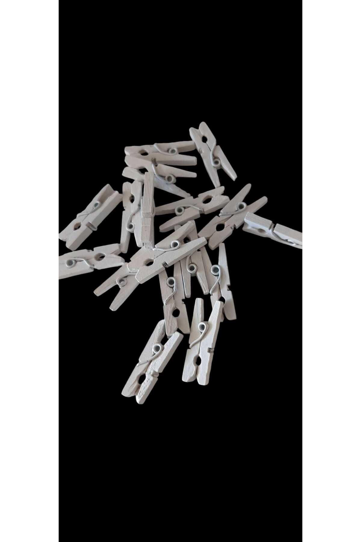 hobidaşım 20'li Renkli Mini Ahşap Mandal 2,5 cm Süsleme ve Fotoğraf Asma Mandalı (Kırmızı / Sarı / Mavi / vb.)