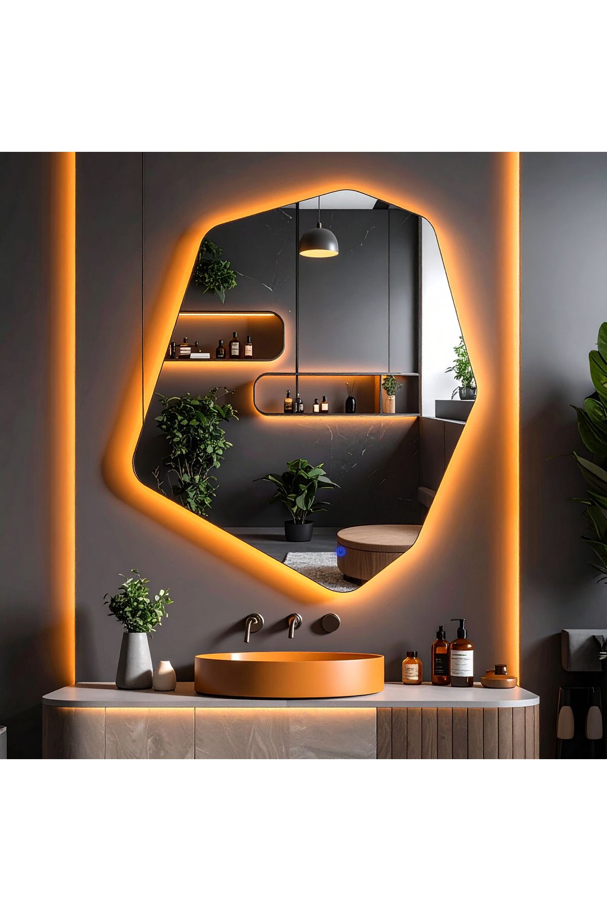 lumora mirror design Vortex Amber Led'li Lavabo & Banyo Aynası (Dokunmatik Sensörlü)