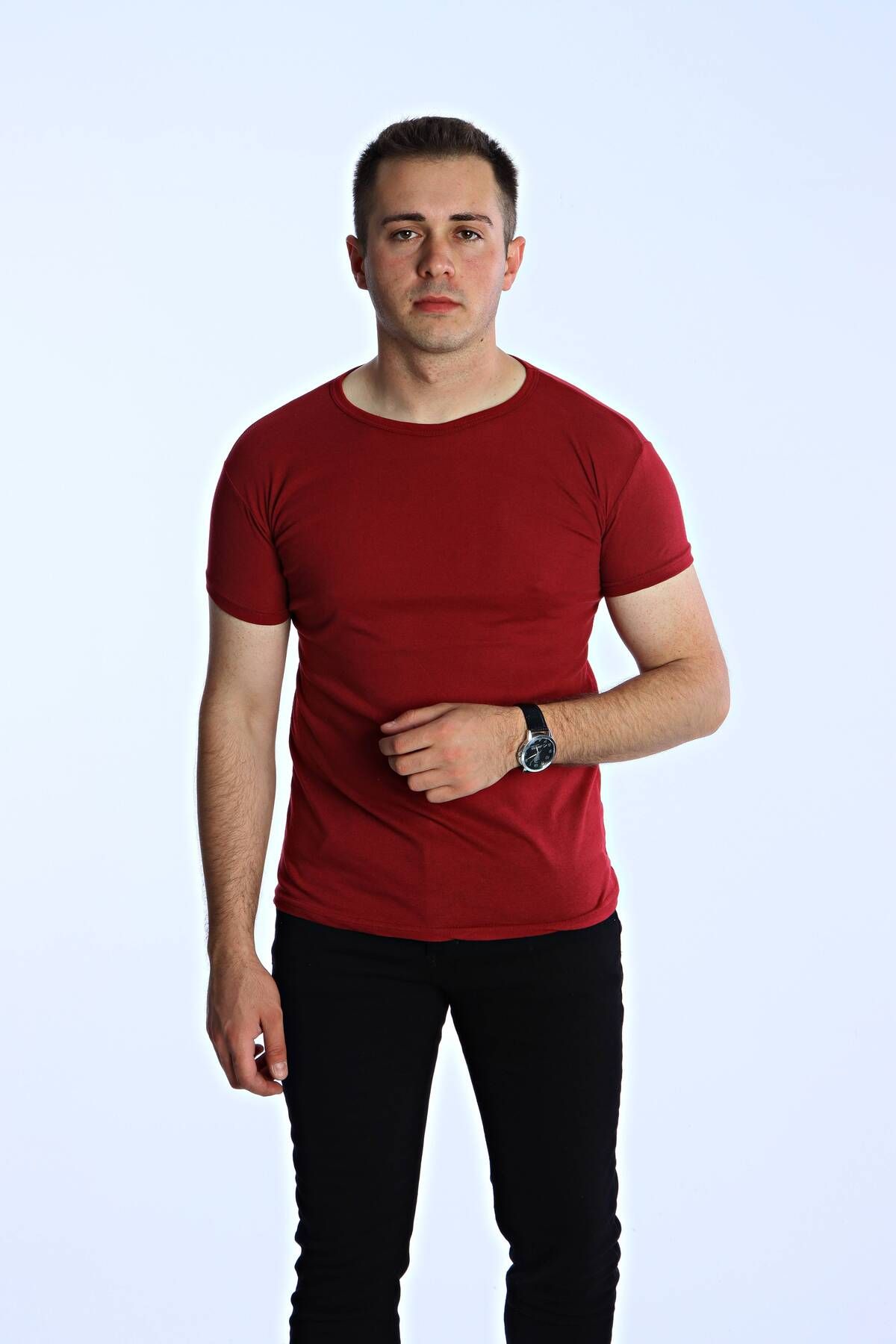 eg38 Eko Slimfit Basic Tişört Bordo