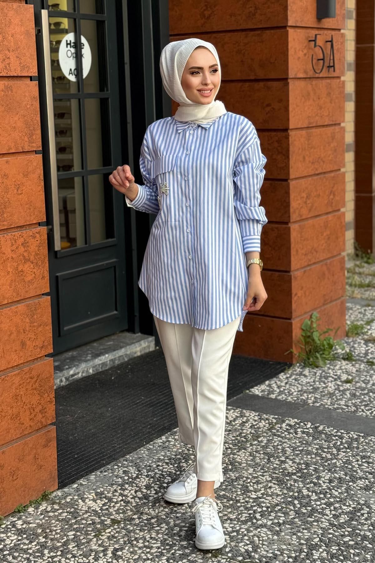 Nurcan Çetin Tunik 25234 Mavi