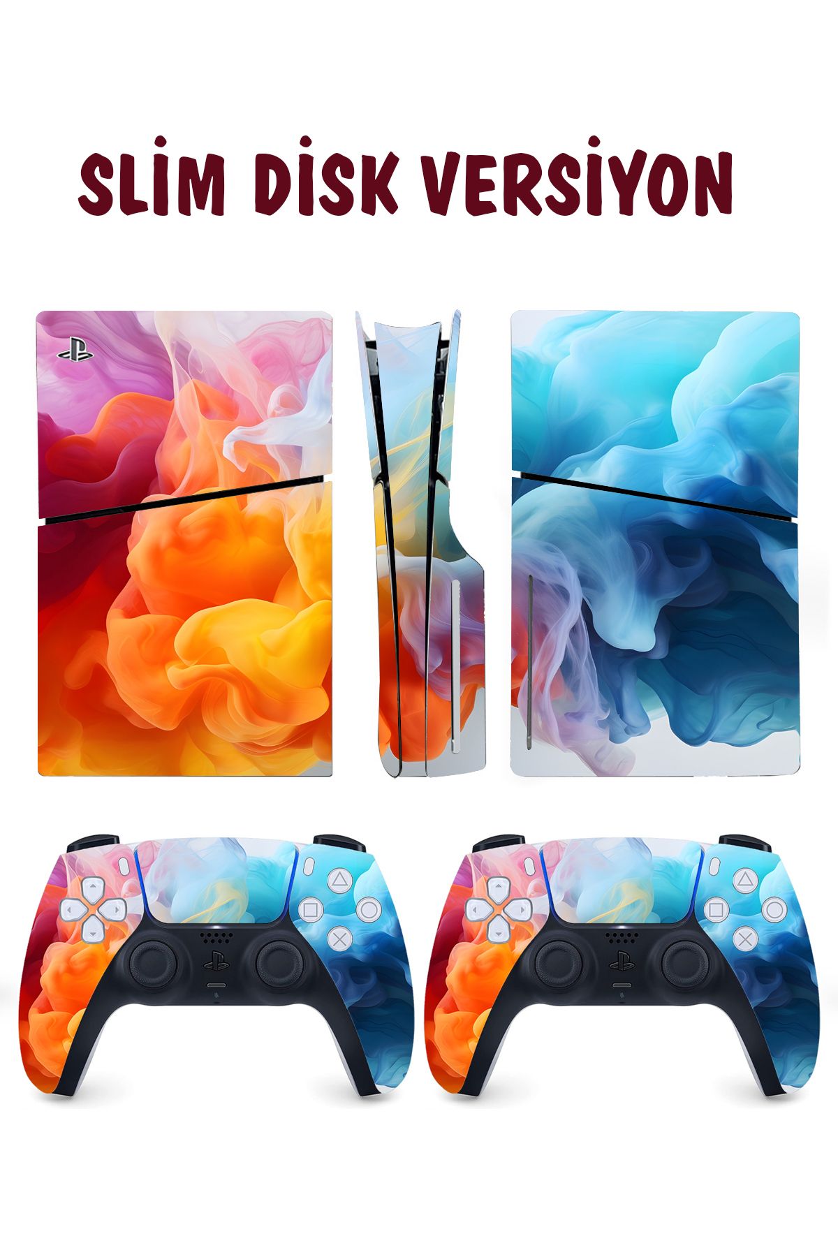 KT Decor Renkli Dumanlar Playstation 5 Full Sticker Kaplama Seti