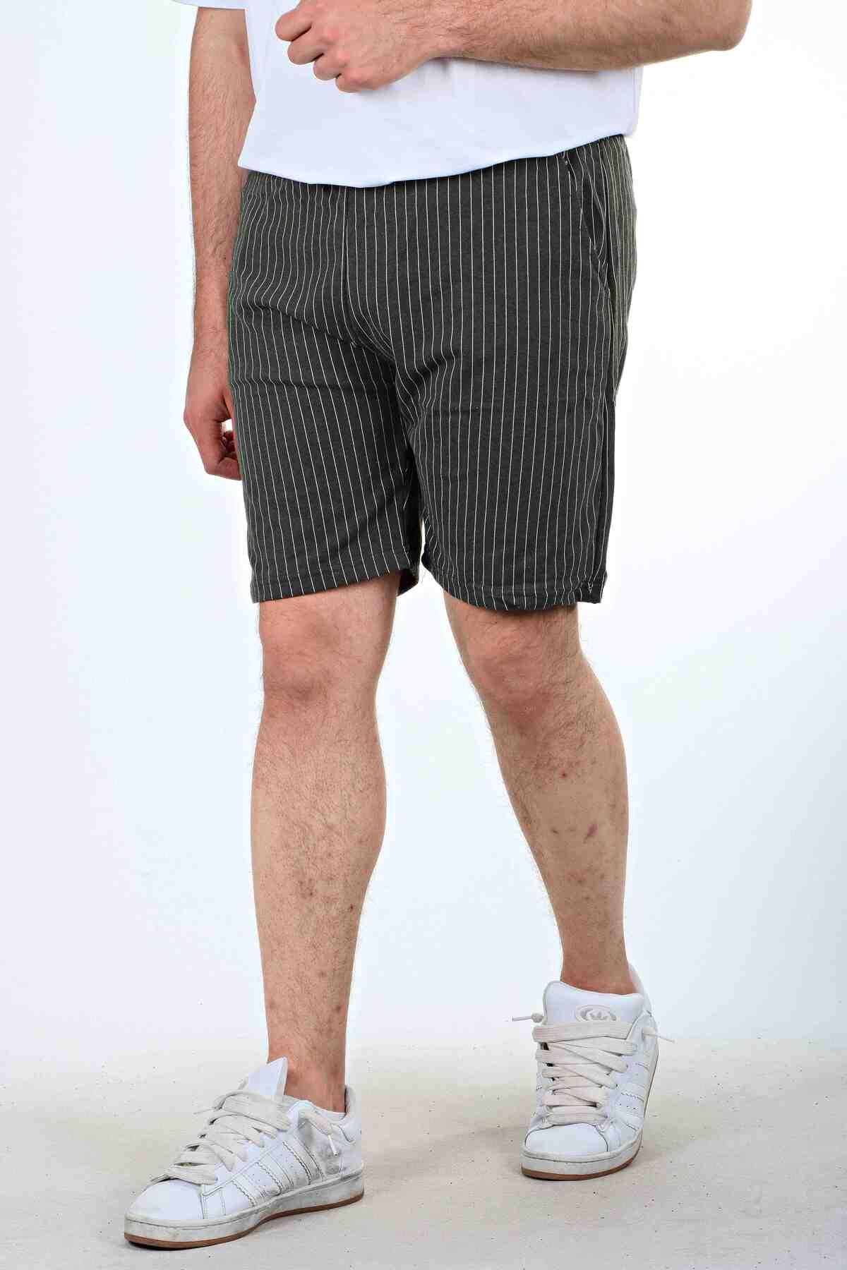 eg38 Çizgili Jogger Şort Haki