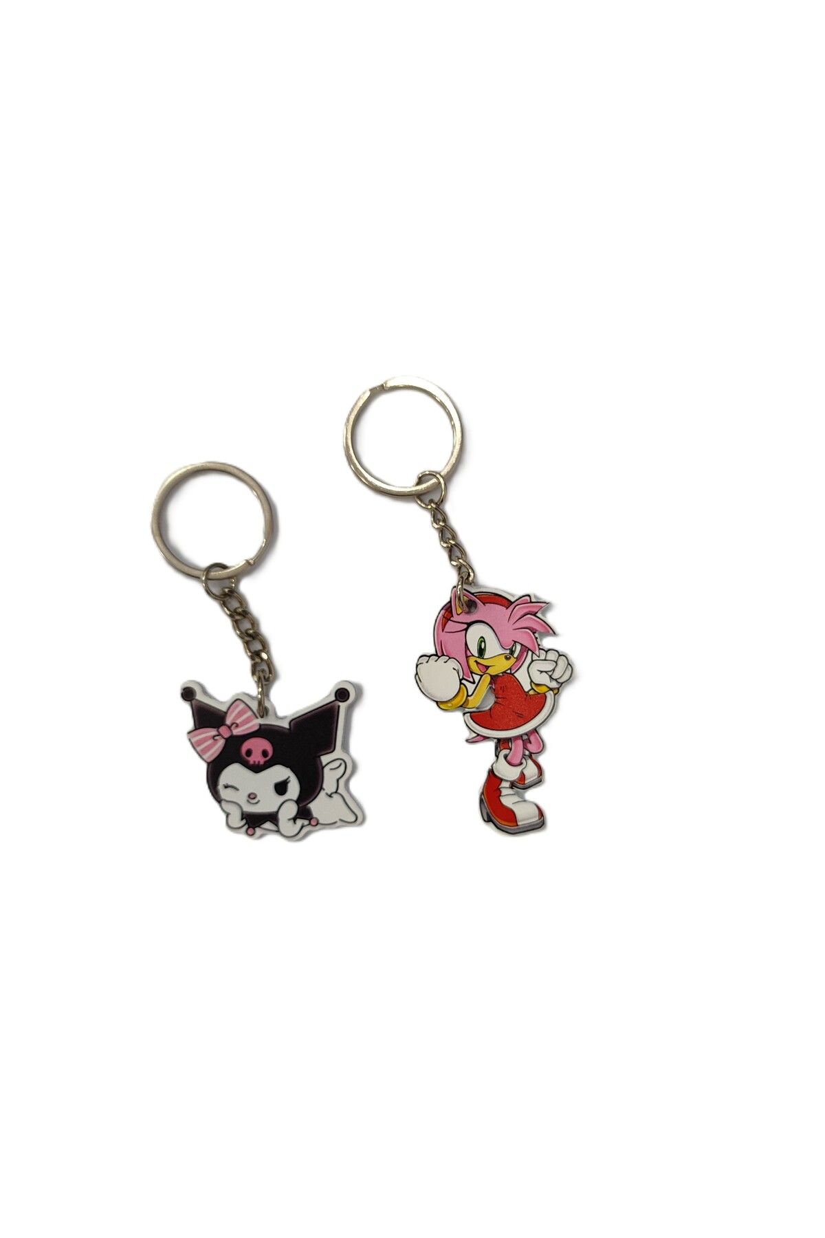 ada çanta kırtasiye karakter figürlü metal anahtarlık (Kuromi/Amy Rose) (Toplam 2 adet)