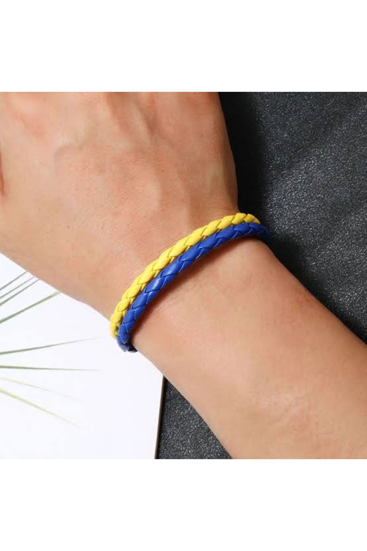 Herşey Nota Sarı Lacivert Taraftar Bilekliği – Unisex Ayarlanabilir Deri Spor Bileklik Erkek Kadın