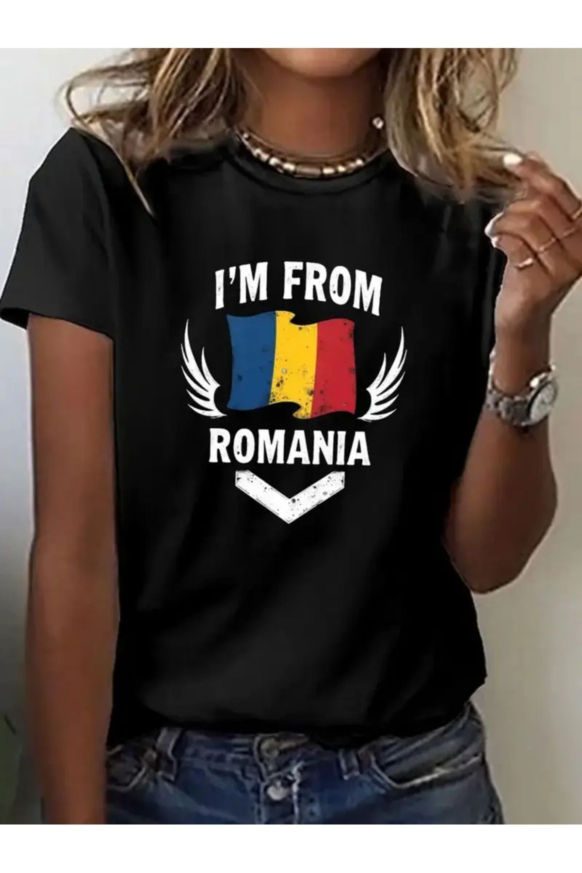 Massgai Unisex I am From Romania Baskılı Oversize %100 Pamuk T-shirt