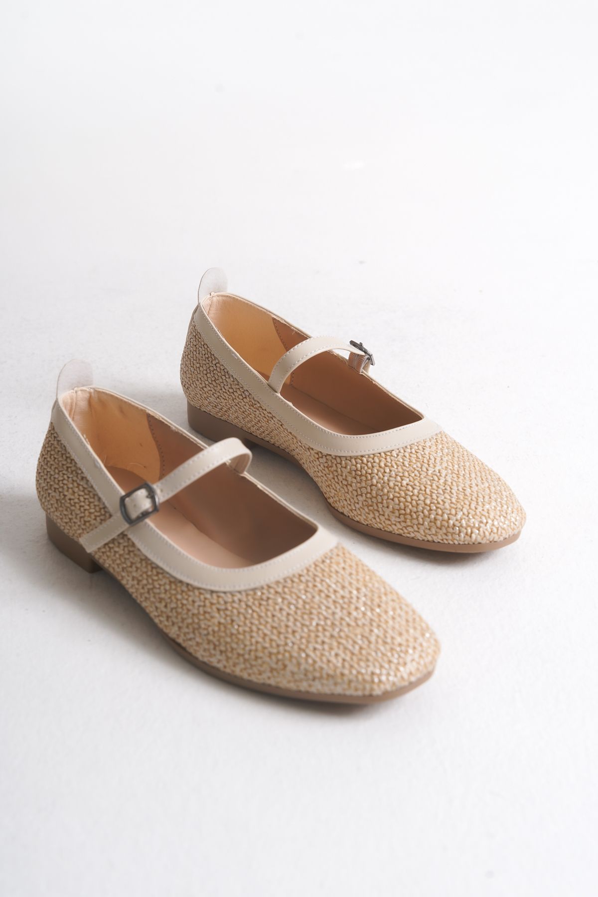 Shoesers Kadın Şık Tasarım Tek Baretli Bantlı Casual / Günlük Hasır Babet Ayakkabı