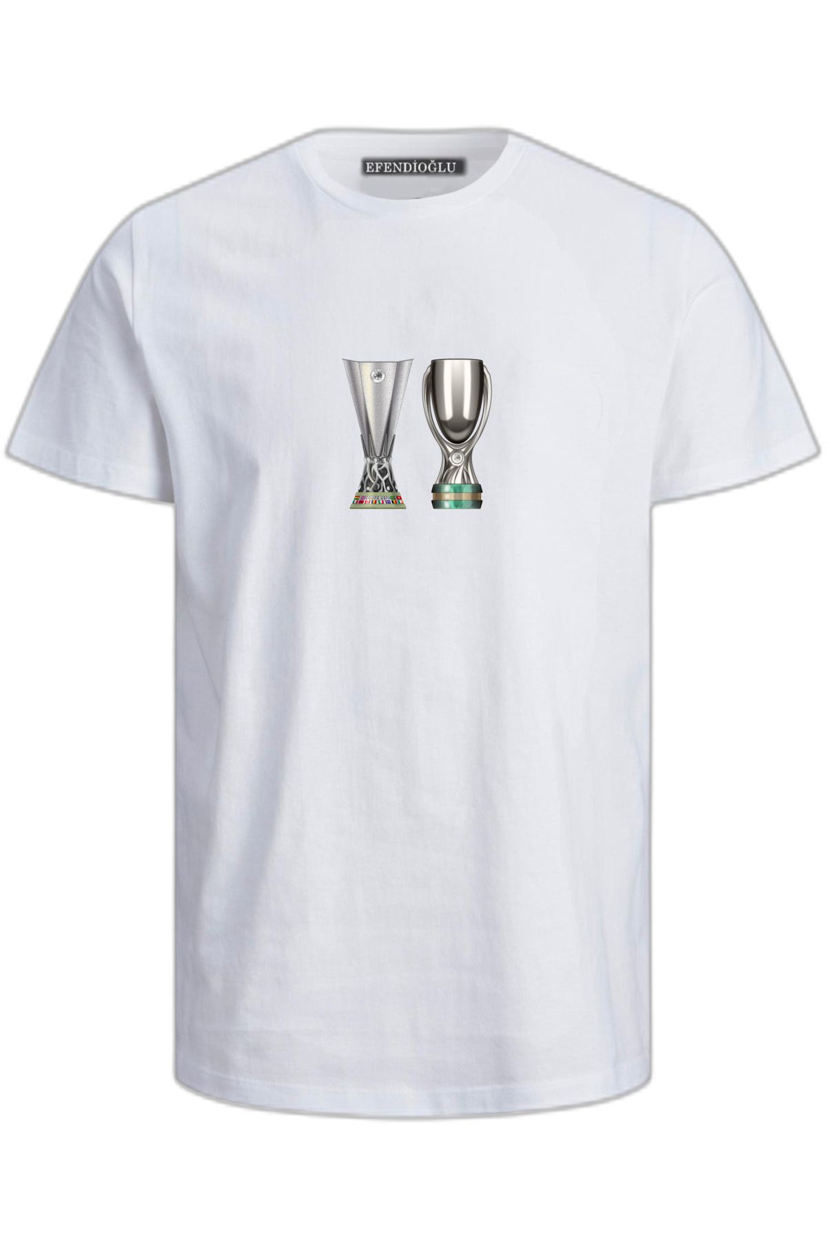 Efendioğlu Design Uefa ve süper kupa baskılı pamuklu erkek regular tshirt