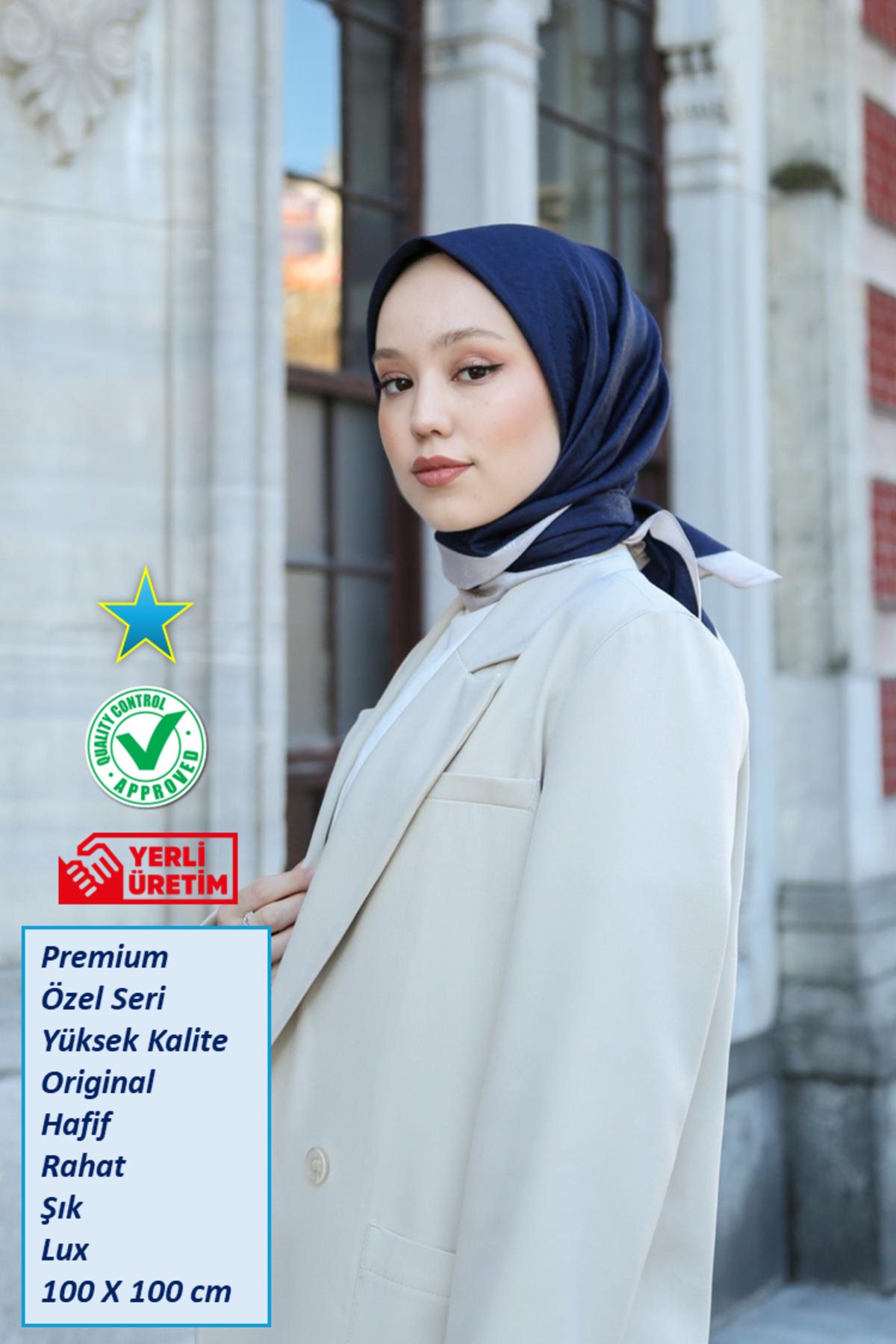 Hint İpek Eşarp - Premium Lux Original Monogram Eşarp (İpek Vual, Yüksek Kalite, Hafifi, Rahat, Şık, Scarf)