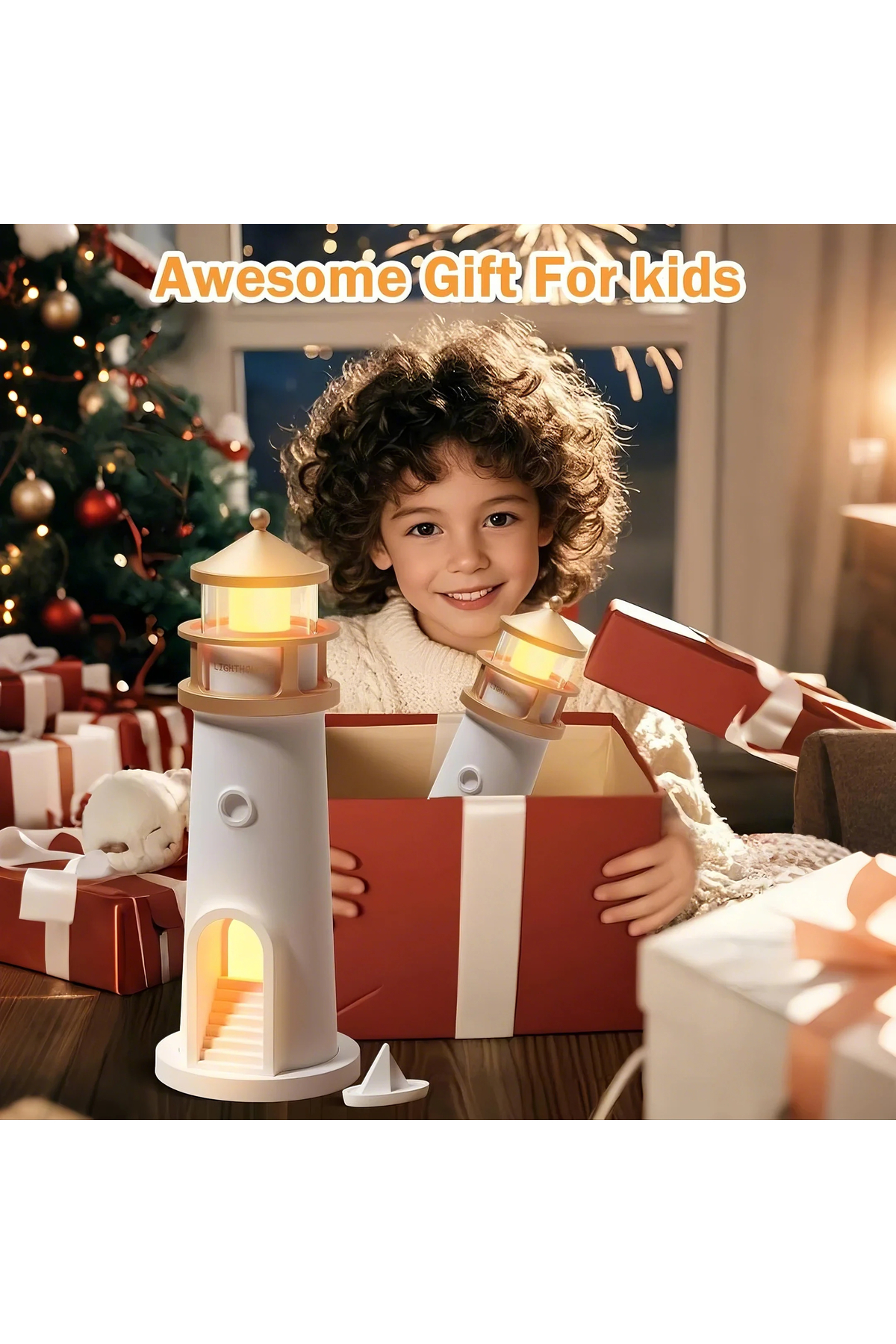 İMEXTECH Ay Projeksiyon Gece Lambası Hareket Sensörlü & Bluetooth Müzik Zamanlayıcı Deniz Feneri Işığı fotoğrafı 3 (önizleme)